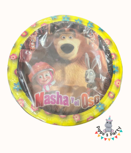 PLATOS DE CARTÓN MASHA Y EL OSO X10