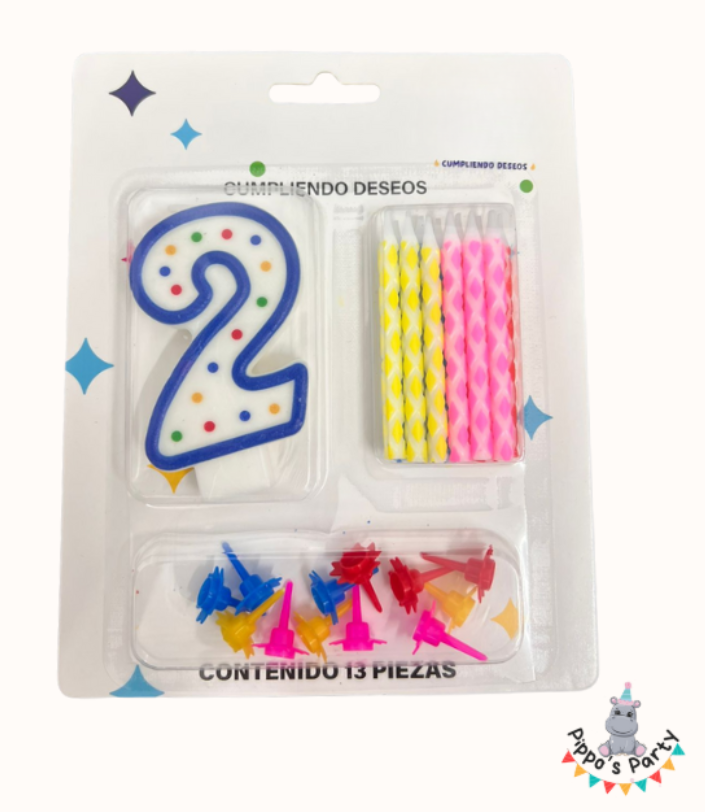 VELA PARA CUMPLEAÑOS AZUL C/U #0 AL #9