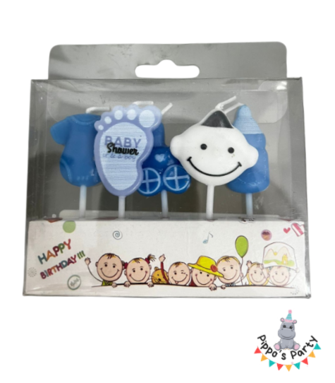 VELAS DE BABY SHOWER AZUL X5
