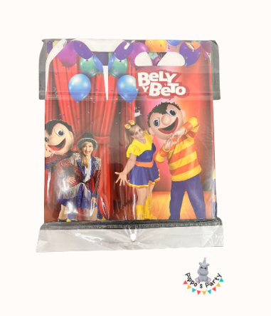 CAJA DE PAPEL PARA FIESTA BELY Y BETO X10