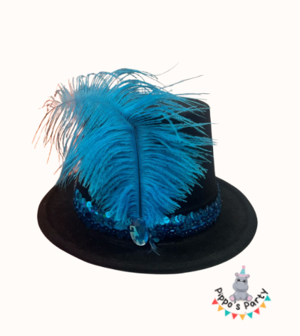 SOMBRERO NEGRO CON PLUMAS 