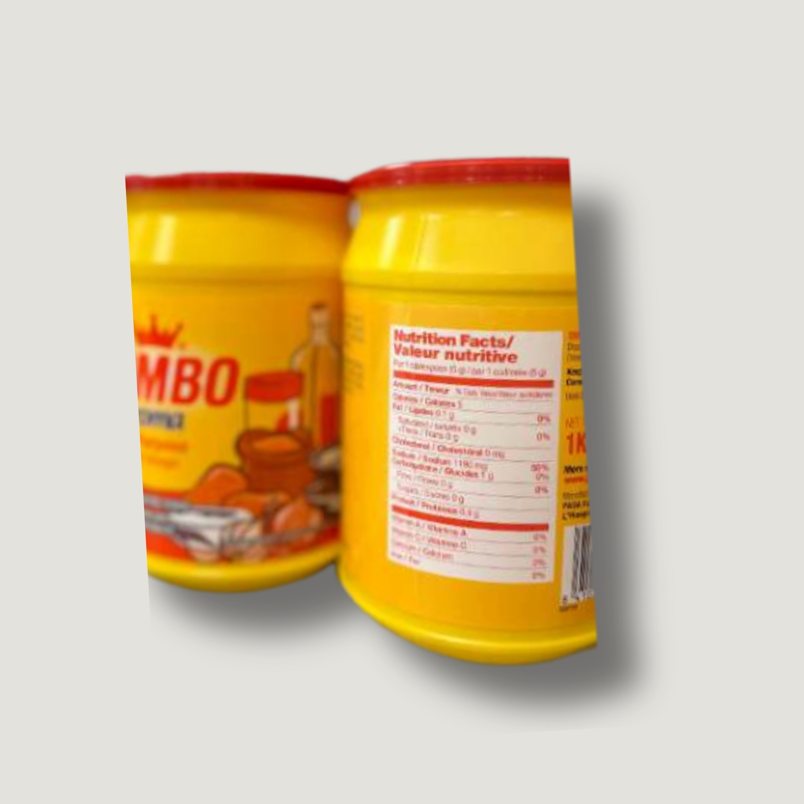 Yellow Plastic Jar with Red Lid