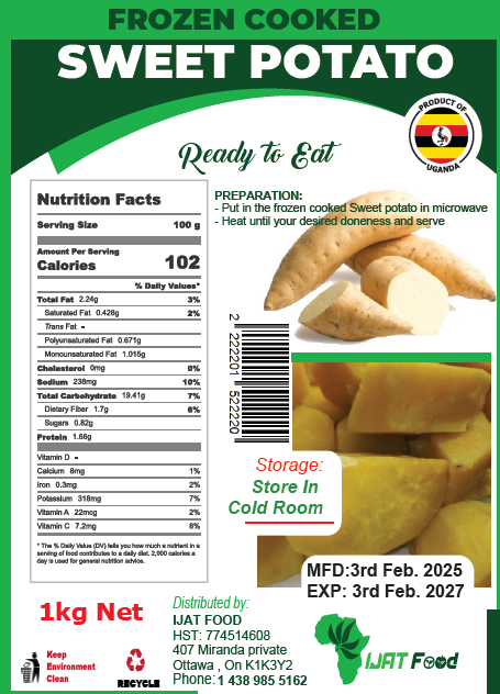 Frozen Cooked Sweet Potato