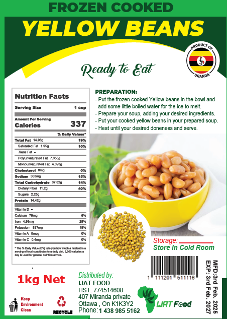 Frozen Cooked Yellow Beans