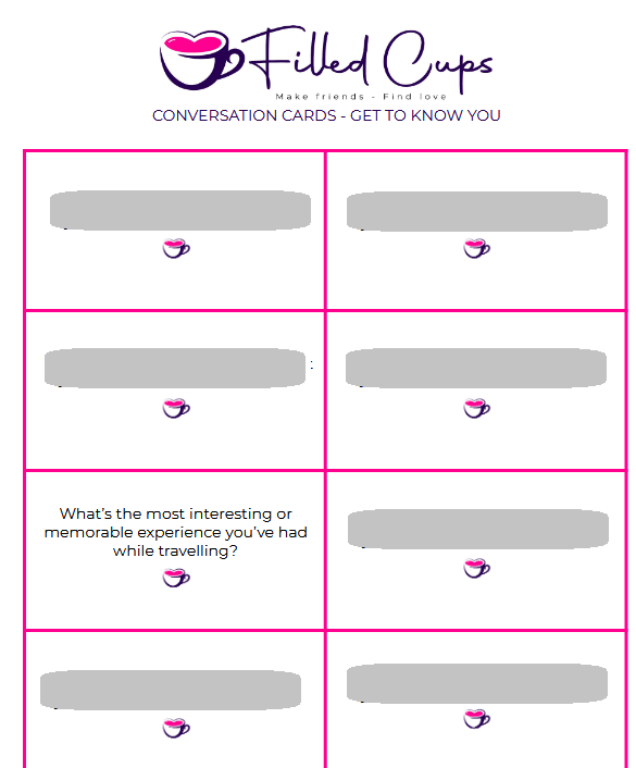 Filled Cups Printable Conversation Cards - Get to Know You