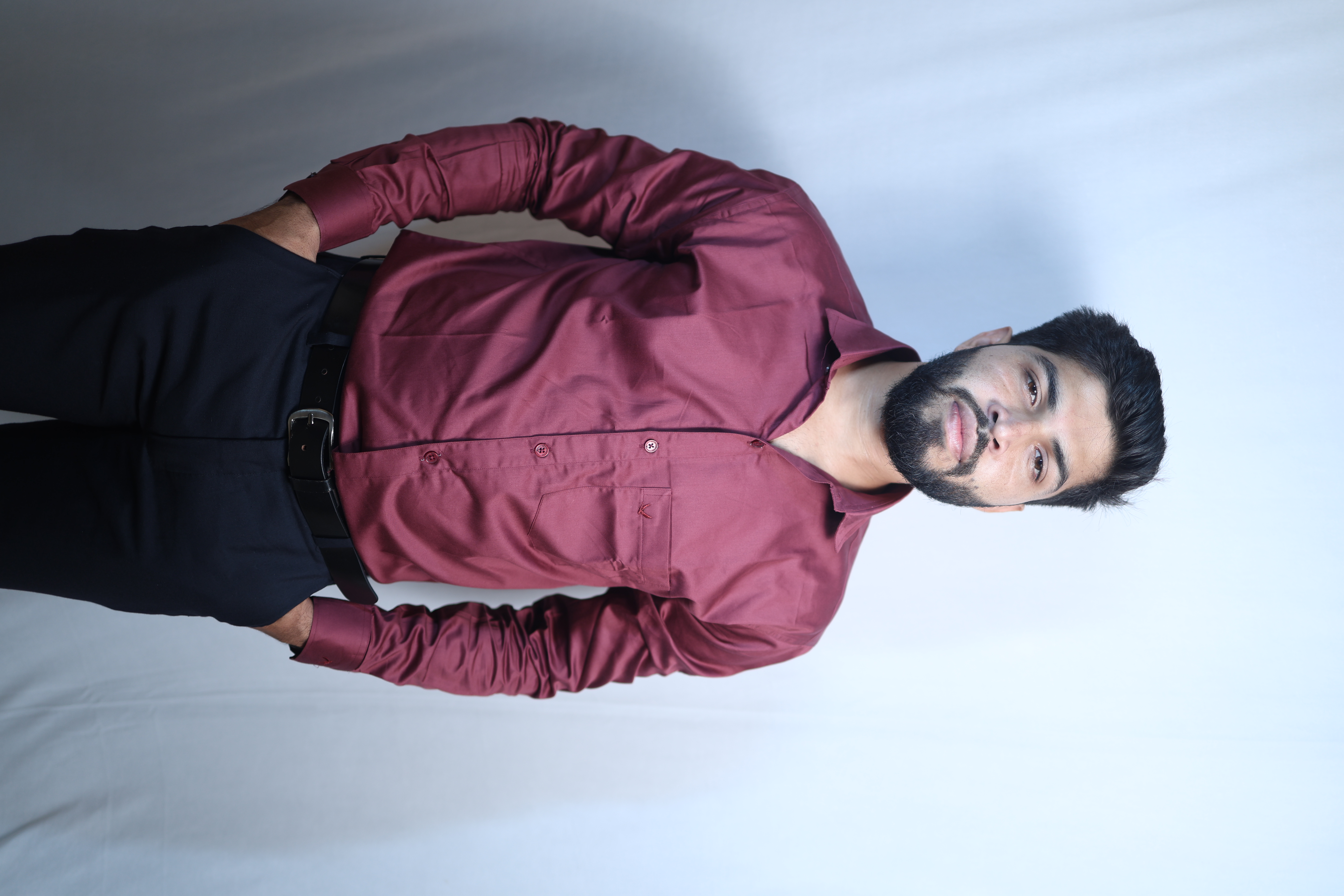 Men's Maroon Premium Cotton Formal Shirt