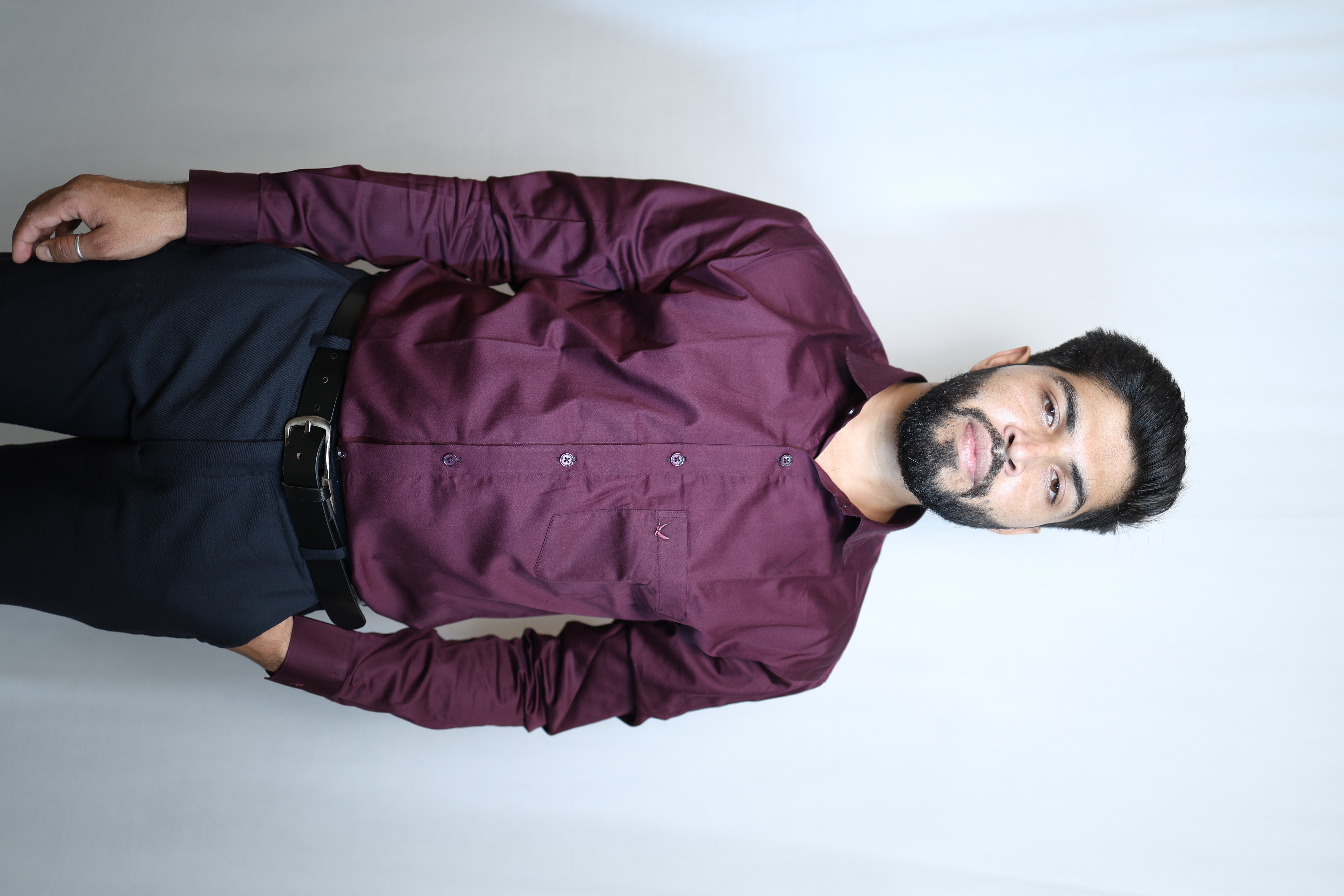 Men's Wine Premium Cotton Formal Shirt