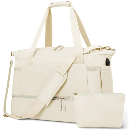 Cream Travel Bag Set Waterproof Gym Bag for Men and Women – Customizable Design