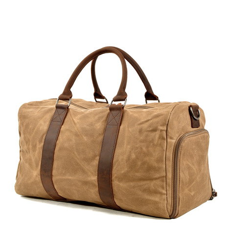 Canvas and Leather Duffle Bag Foldable Custom Duffle Bag for Weekend Getaways