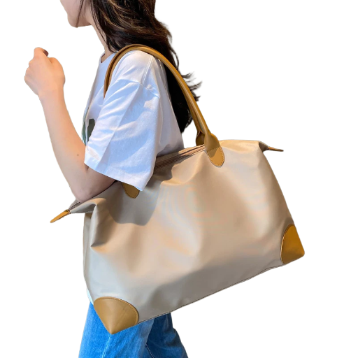 Large Beige Tote Bag Luxury Leather Travel Duffle Bag Custom Made for You
