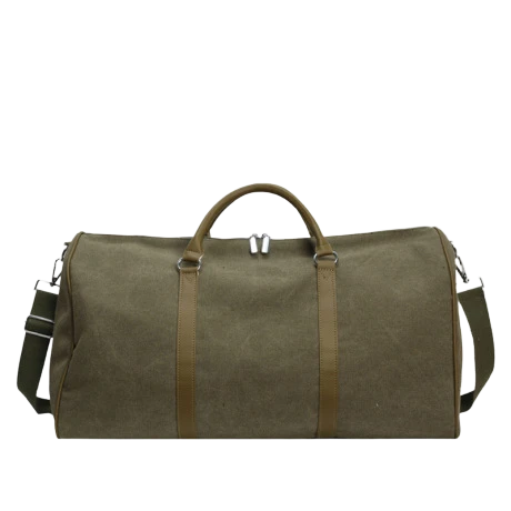 Olive Green Heavy Canvas Duffle Bag with Shoe Compartment – Customizable Logo OEM