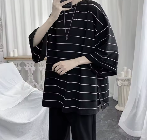 Black Striped Oversized T-Shirt