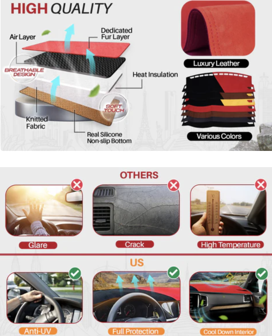 Apex Custom Fit Dashboard Mat Cover For Sedan, Hatchback, , MPV, Truck, SUV etc.