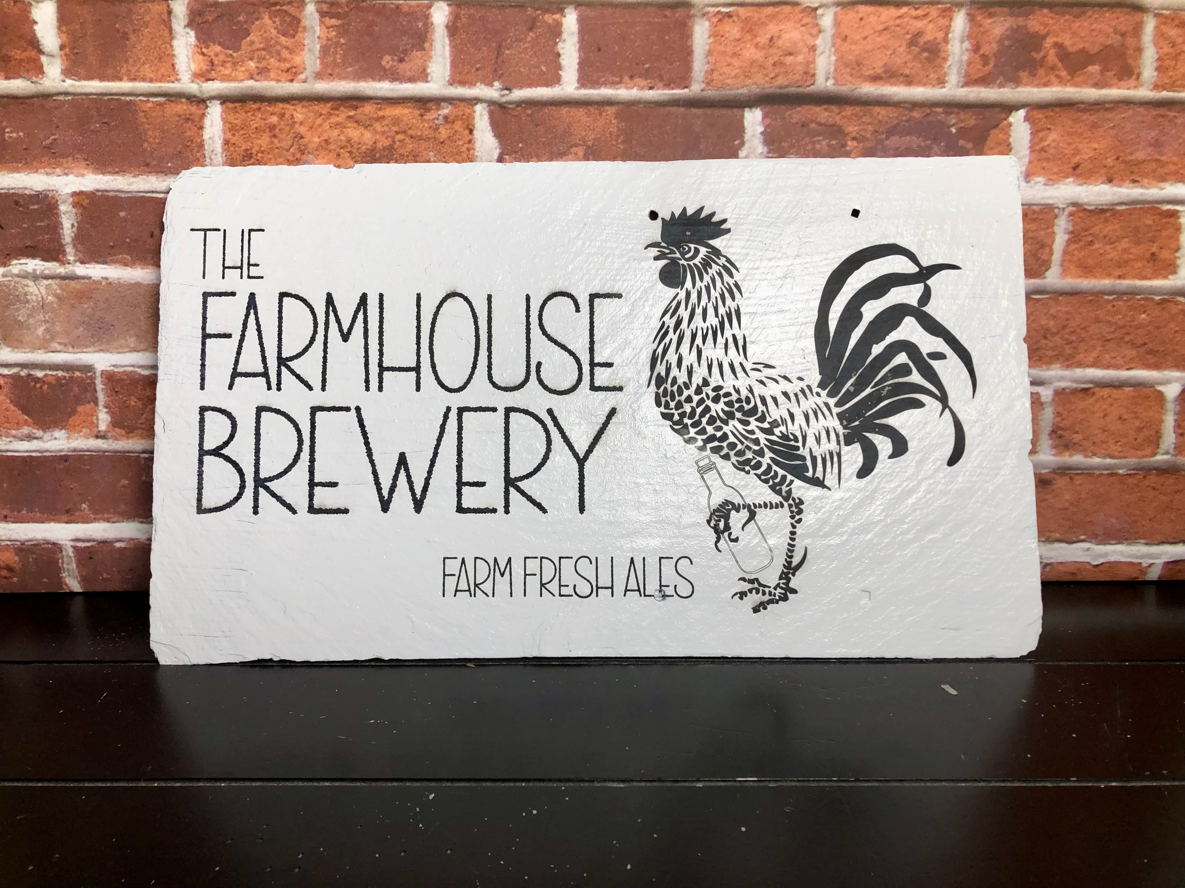 THE FARMHOUSE BREWERY LASER ETCHED SIGN - Reclaimed slate tile - Nostalgia Swag Series