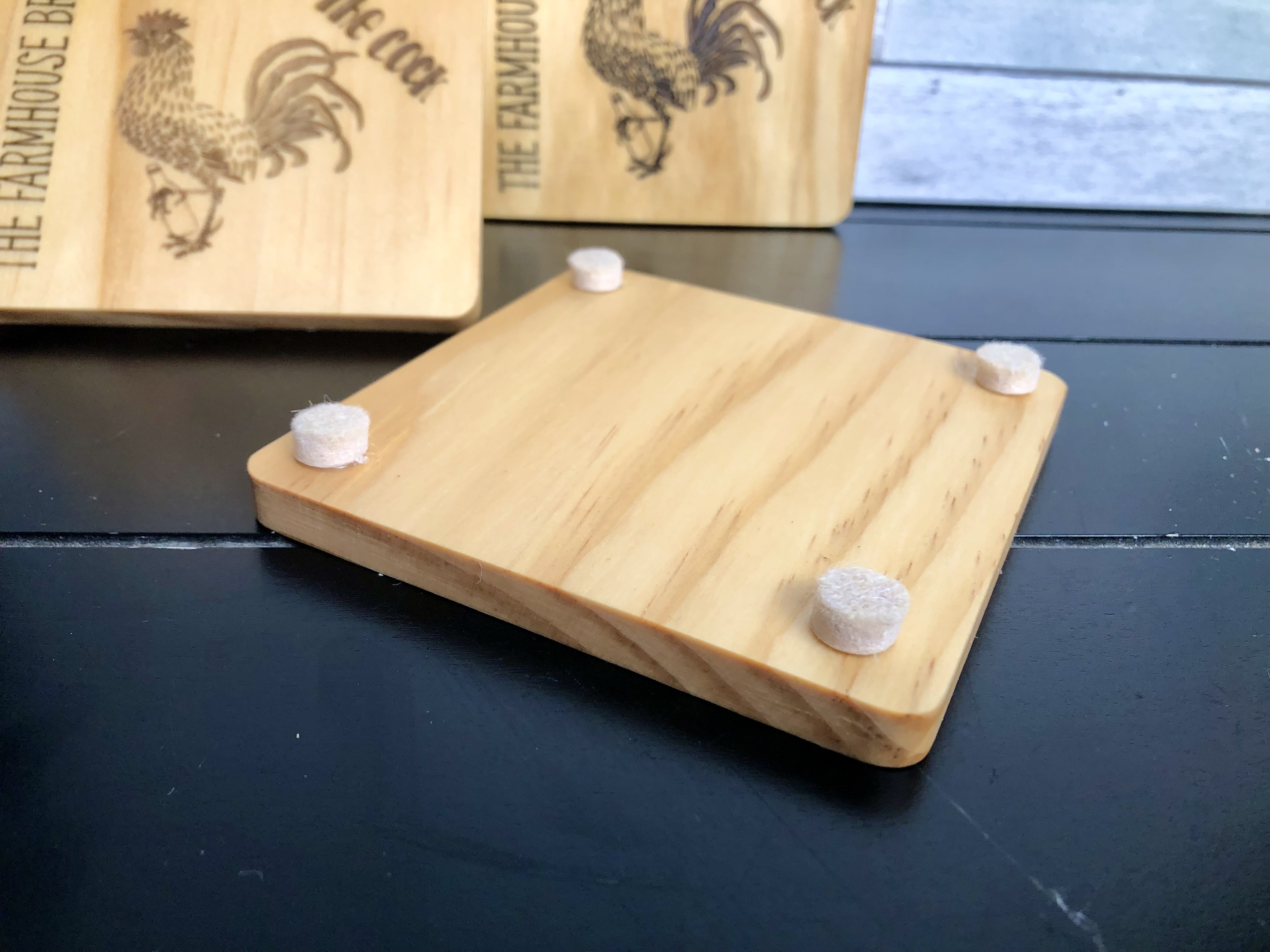 THE FARMHOUSE BREWERY LOGO COASTERS - Laser Etched Wood Coasters - Set of 4 - NOSTALGIA SWAG SERIES