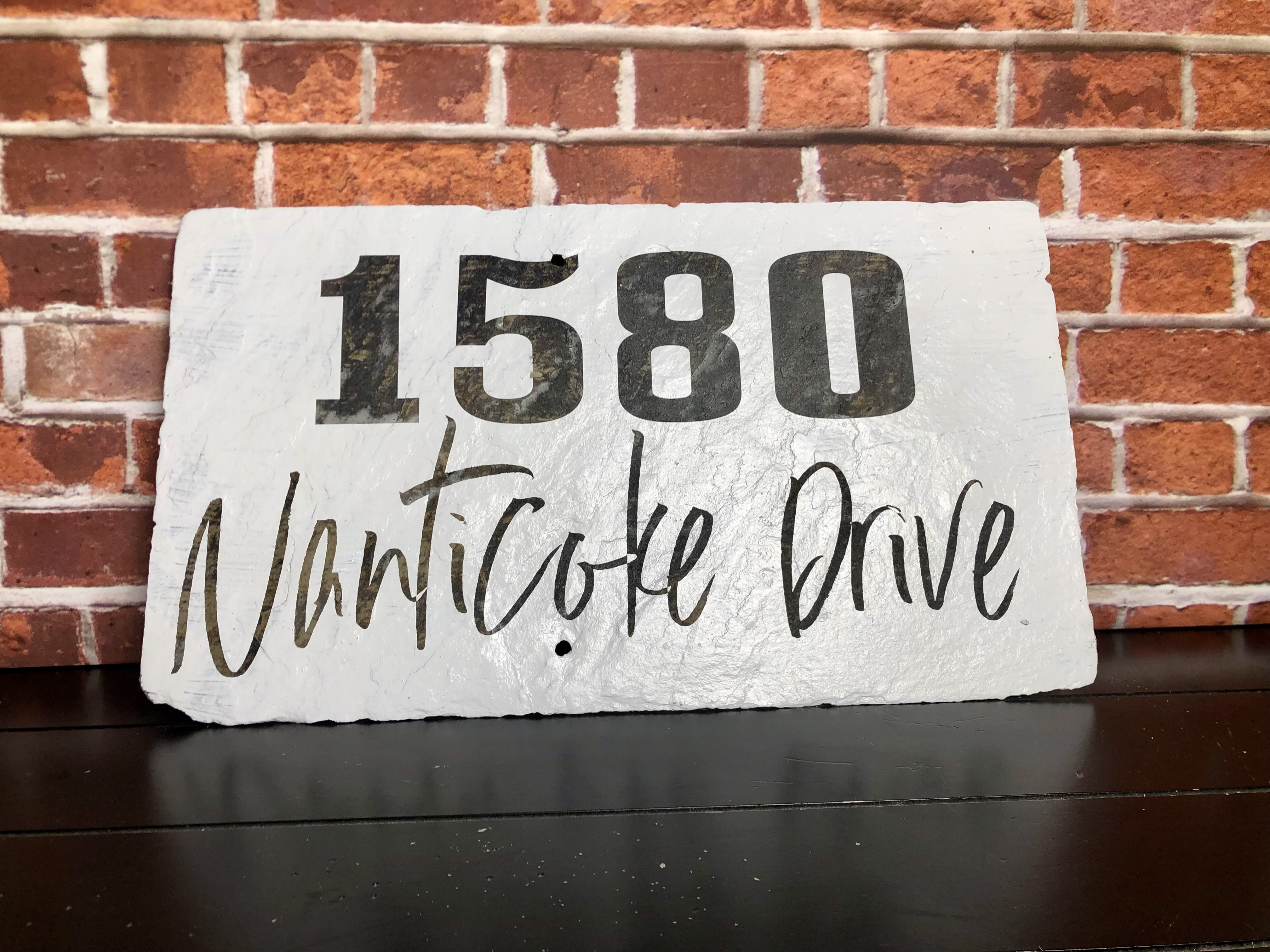 Reclaimed Slate Tile Sign - Laser Etched - CUSTOMIZABLE ADDRESS - Farmhouse Style Home Address Sign