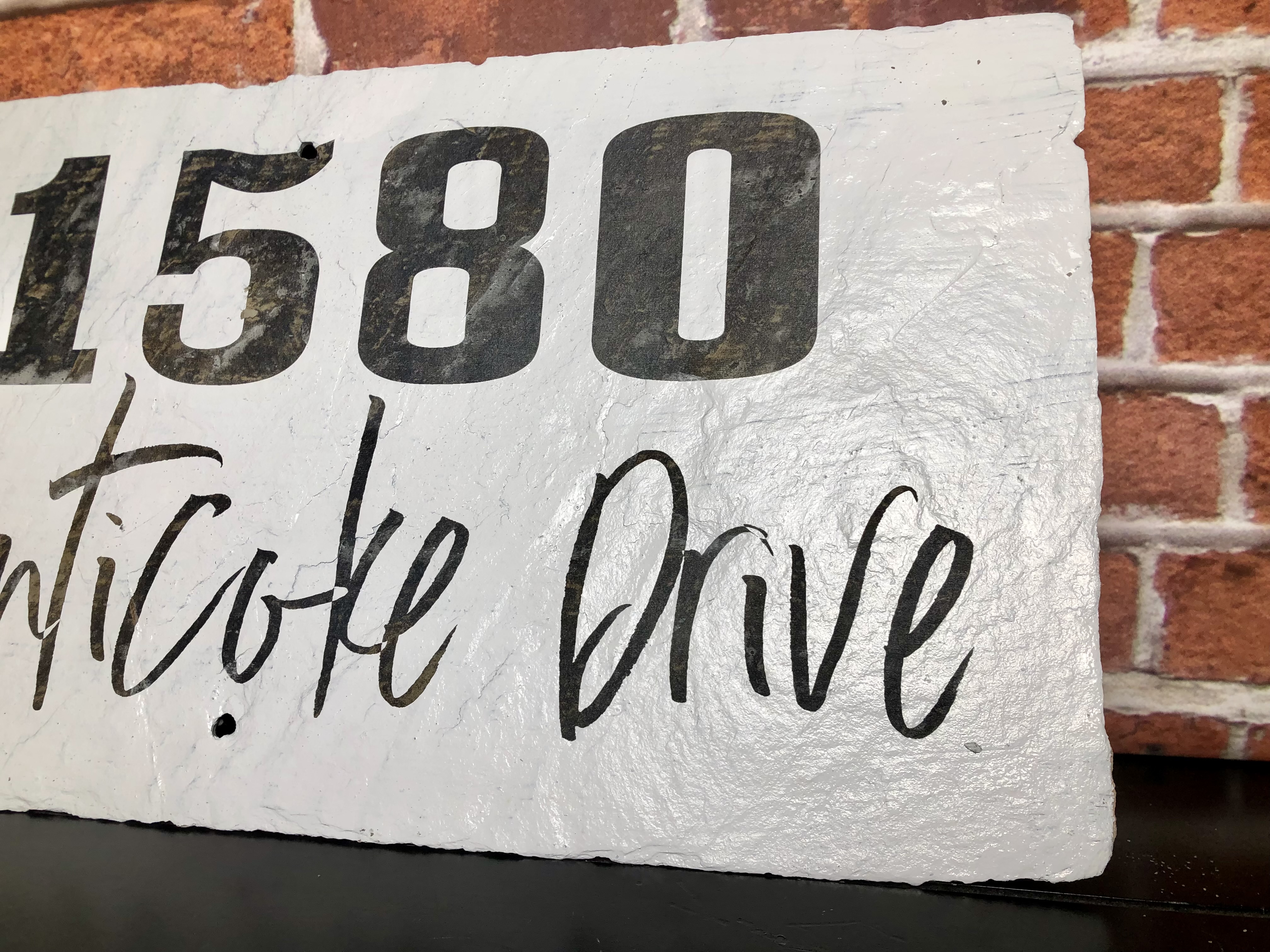 Reclaimed Slate Tile Sign - Laser Etched - CUSTOMIZABLE ADDRESS - Farmhouse Style Home Address Sign