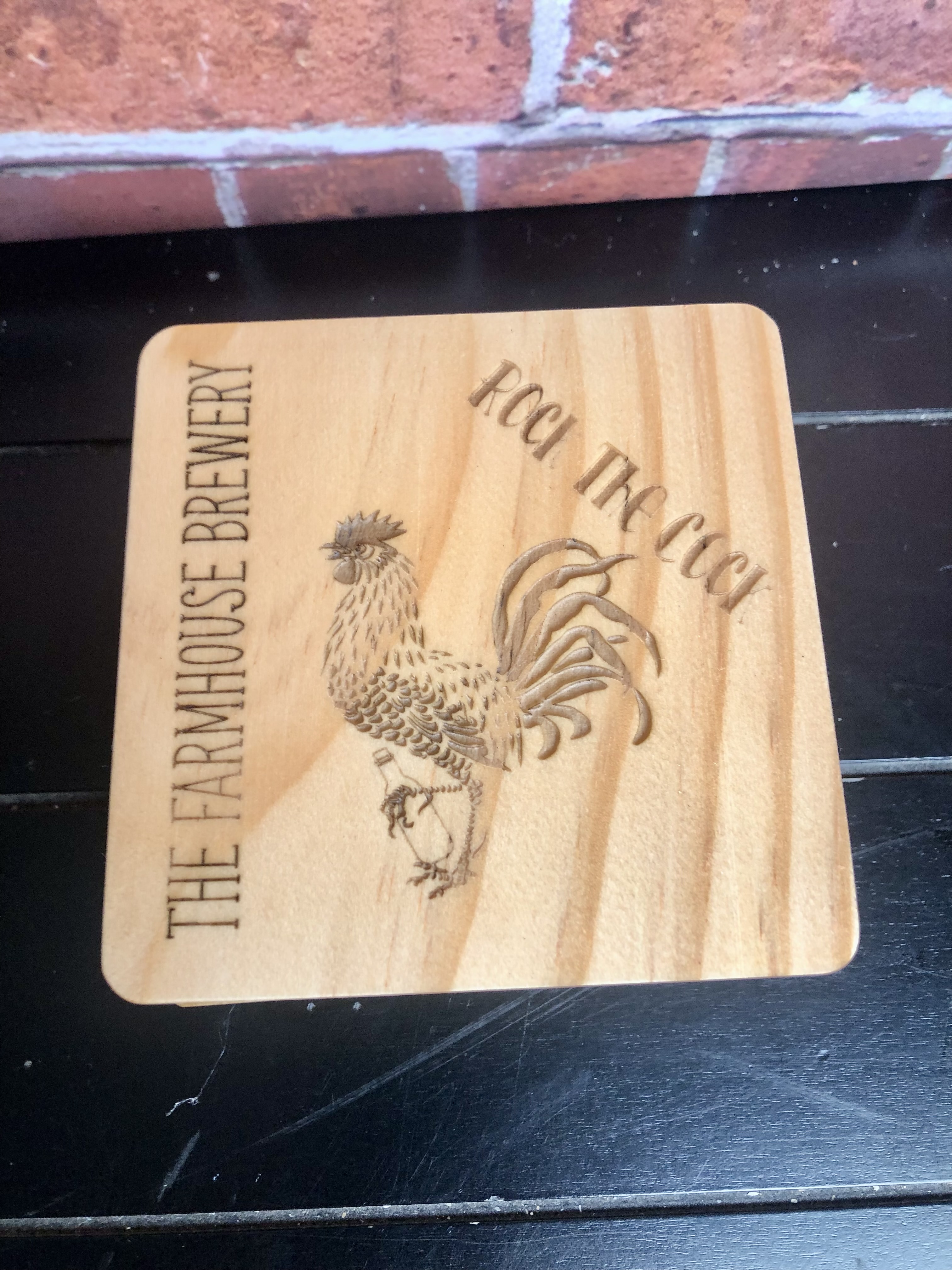 THE FARMHOUSE BREWERY LOGO COASTERS - Laser Etched Wood Coasters - Set of 4 - NOSTALGIA SWAG SERIES