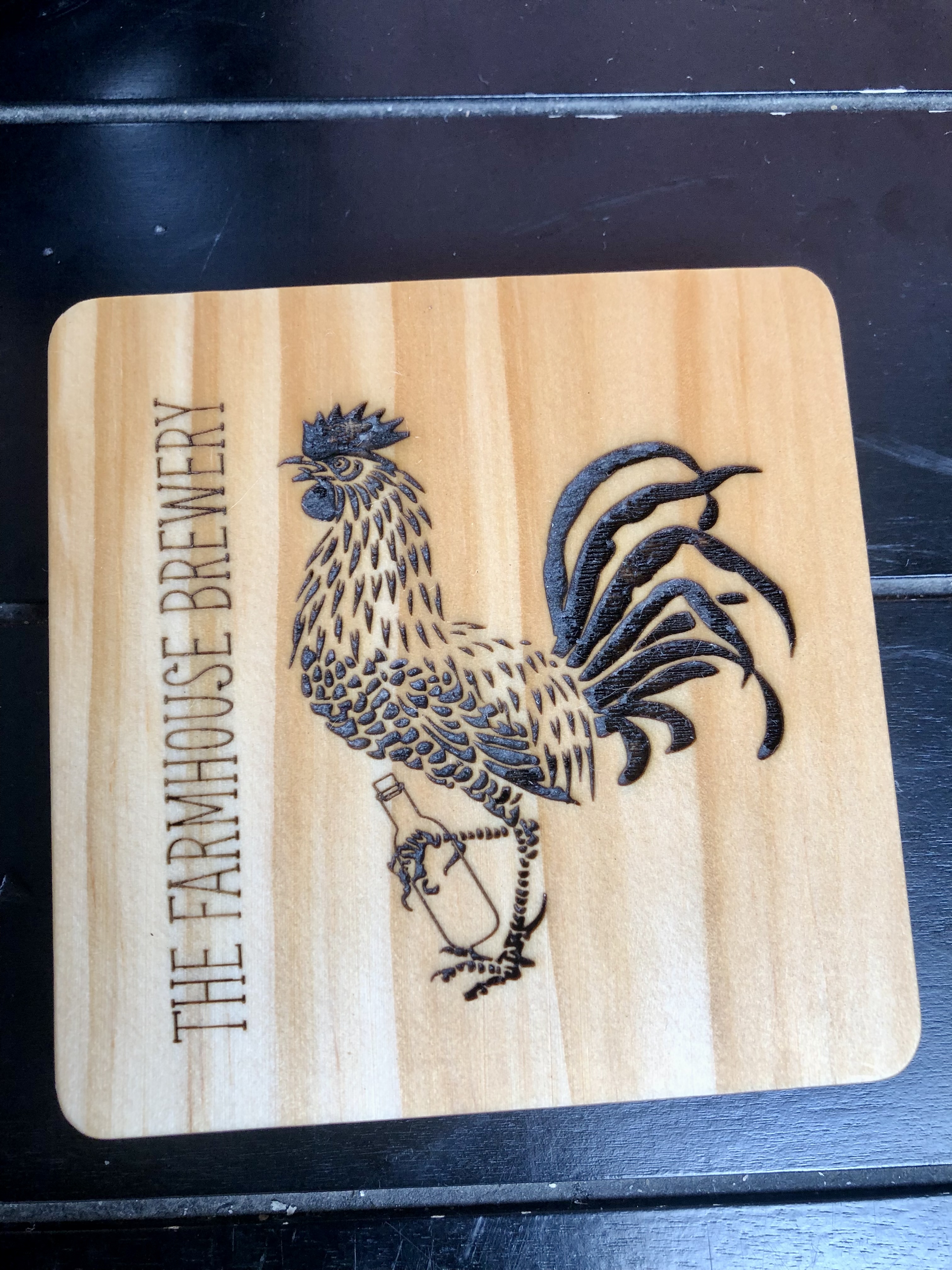 THE FARMHOUSE BREWERY LOGO COASTERS - Laser Etched Wood Coasters - Set of 4 - NOSTALGIA SWAG SERIES "Classic Elvis" Logo