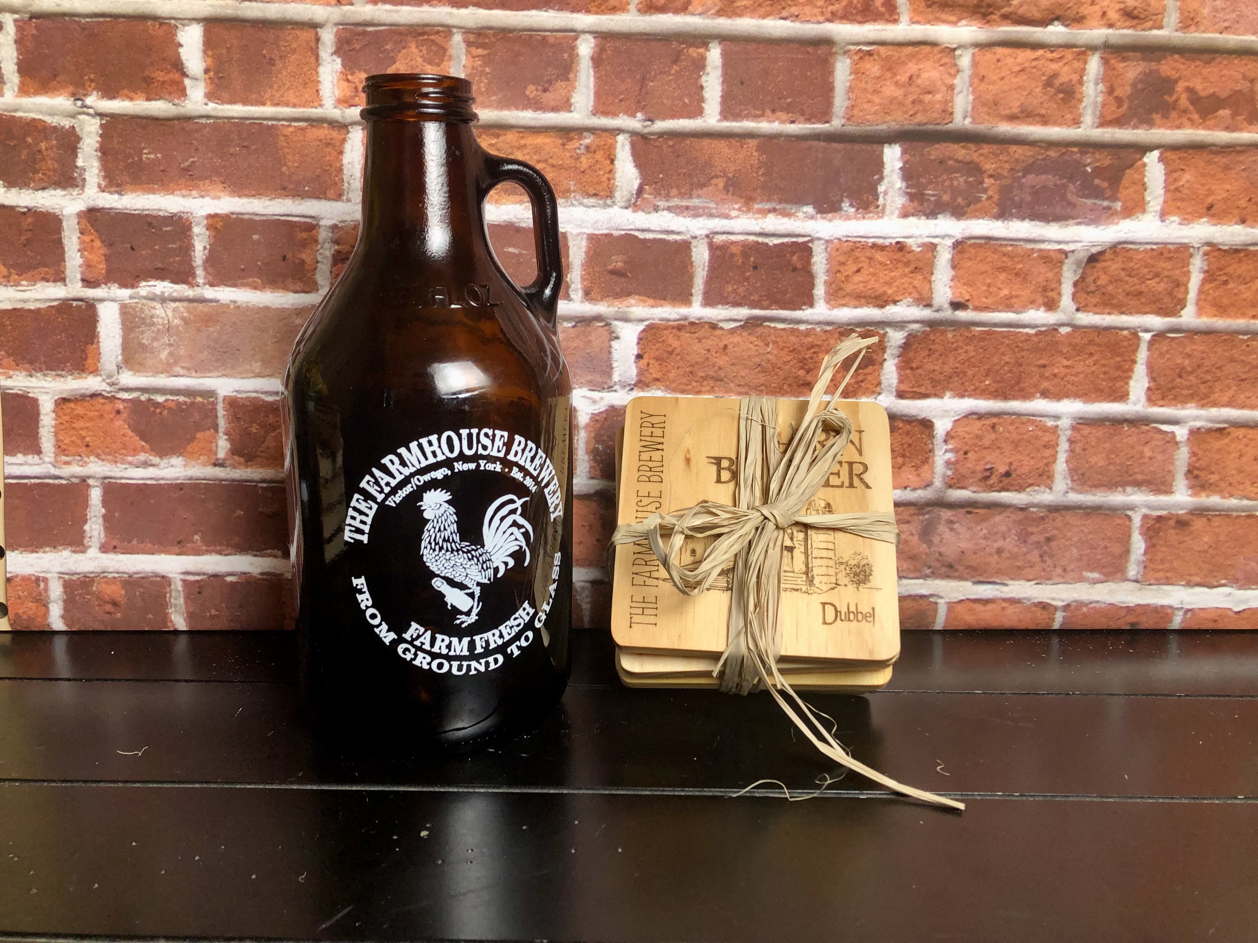 THE FARMHOUSE BREWERY LOGO COASTERS - Laser Etched Wood Coasters - Set of 4 - NOSTALGIA SWAG SERIES "CRAZY DAIZY" Beer Logo