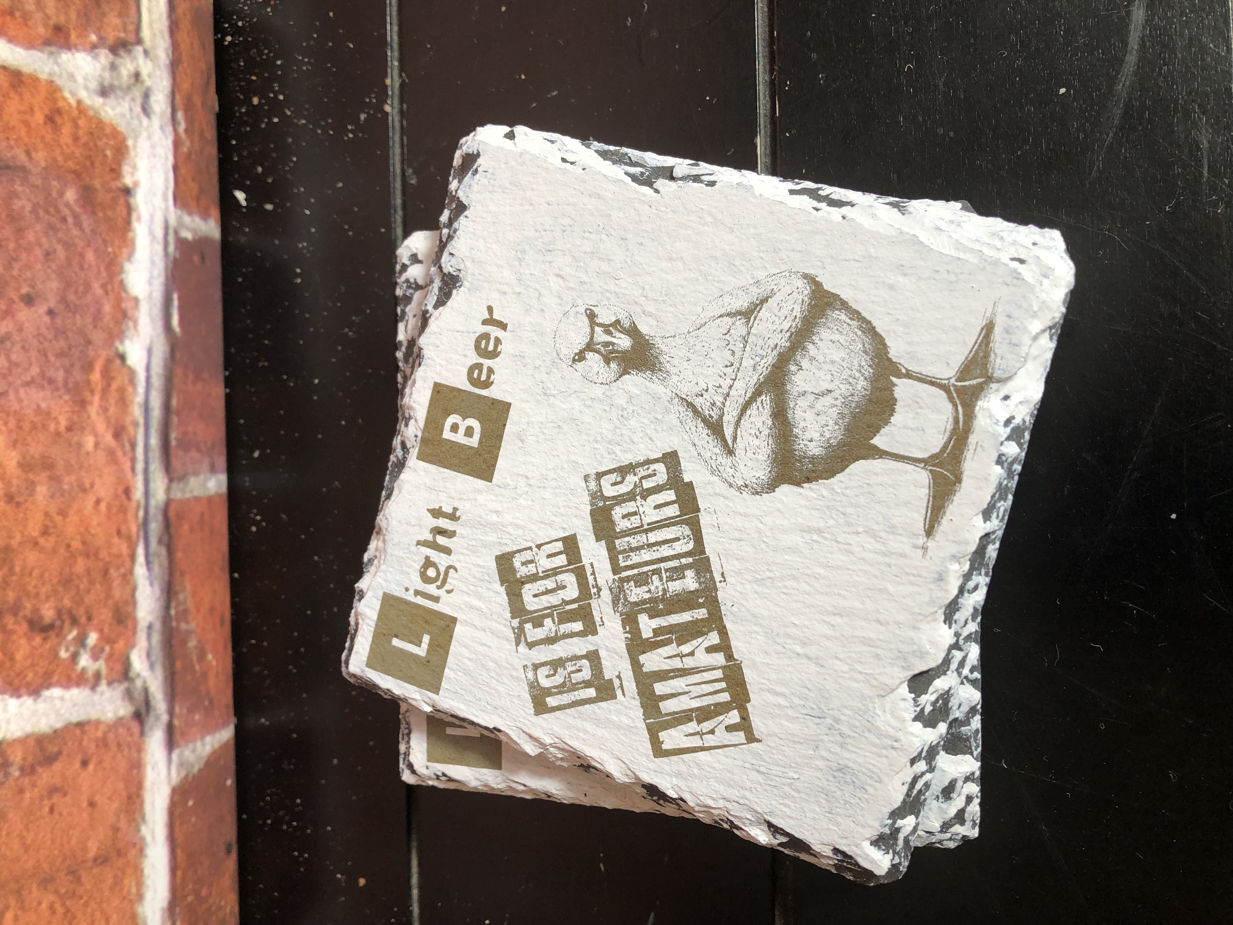 GRUMPY FARM ANIMALS COASTERS - Laser Etched Slate Coasters - Set of 4 - "LIGHT BEER IS FOR AMATEURS" Design #1