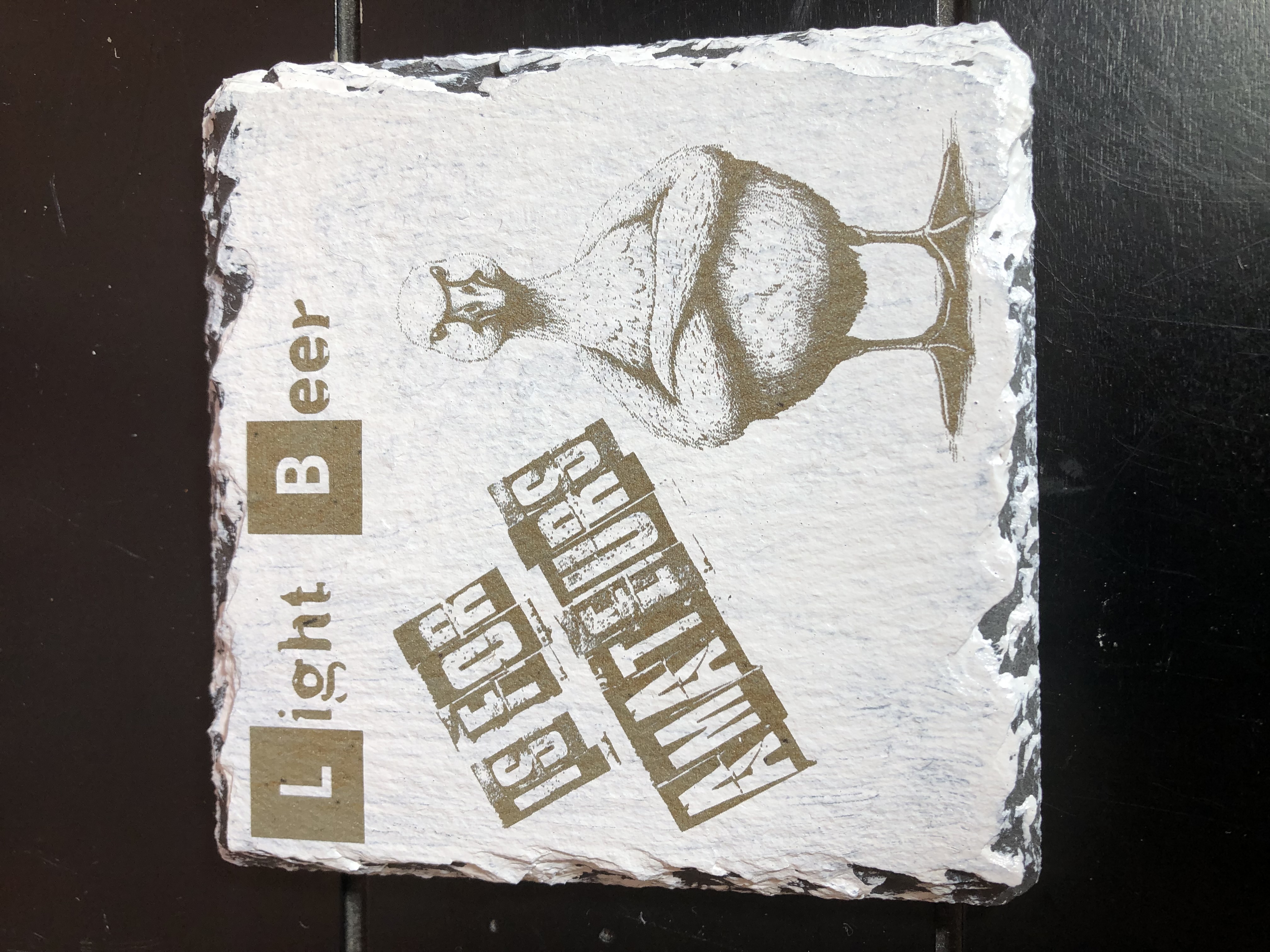 GRUMPY FARM ANIMALS COASTERS - Laser Etched Slate Coasters - Set of 4 - "LIGHT BEER IS FOR AMATEURS" Design #1
