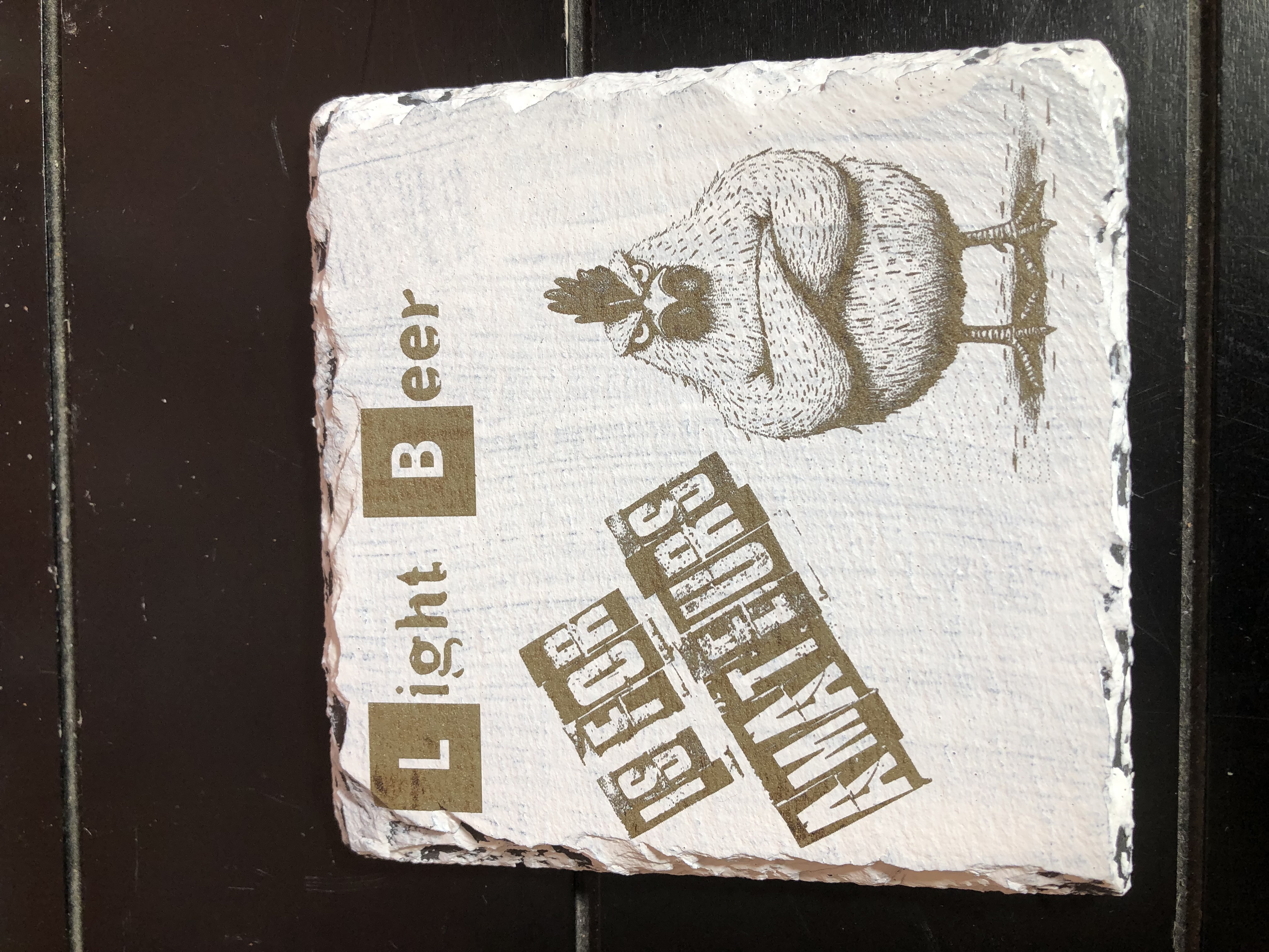 GRUMPY FARM ANIMALS COASTERS - Laser Etched Slate Coasters - Set of 4 - "LIGHT BEER IS FOR AMATEURS" Design #2