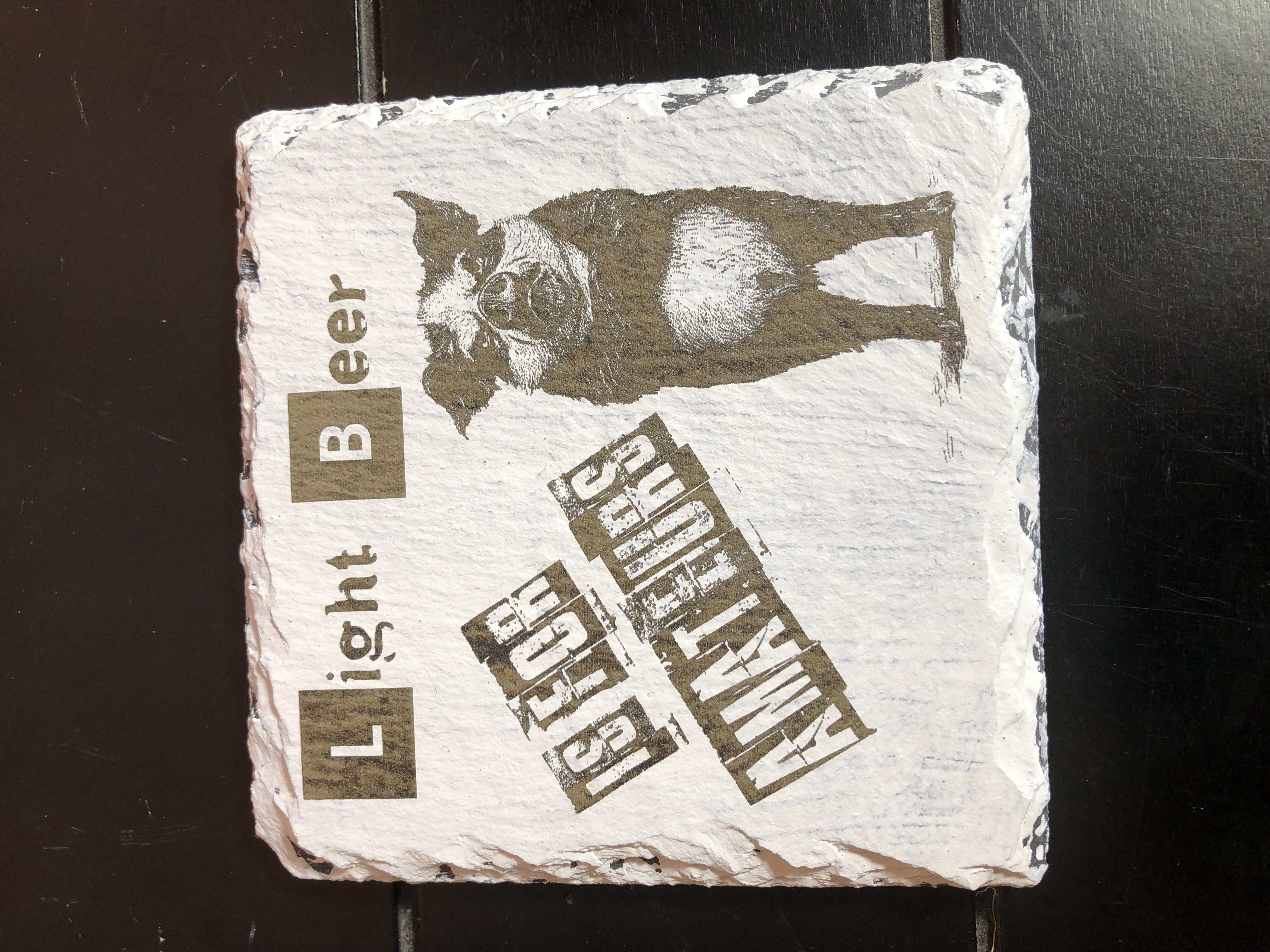 GRUMPY FARM ANIMALS COASTERS - Laser Etched Slate Coasters - Set of 4 - "LIGHT BEER IS FOR AMATEURS" Design #3
