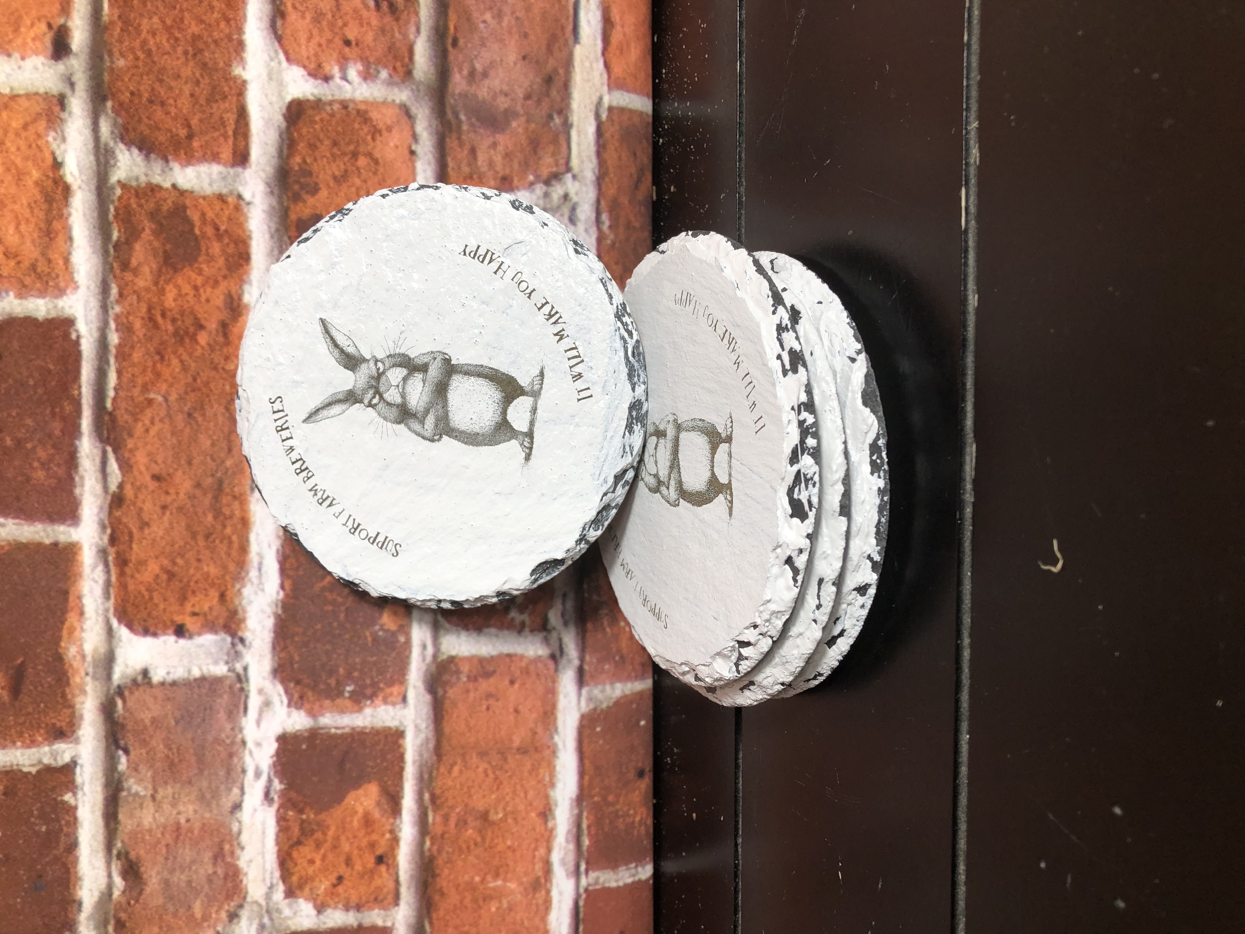 Laser Etched Slate Coasters - Set of 4 - "SUPPORT FAM BREWERIES - IT WILL MAKE YOU HAPPY" - Design 3