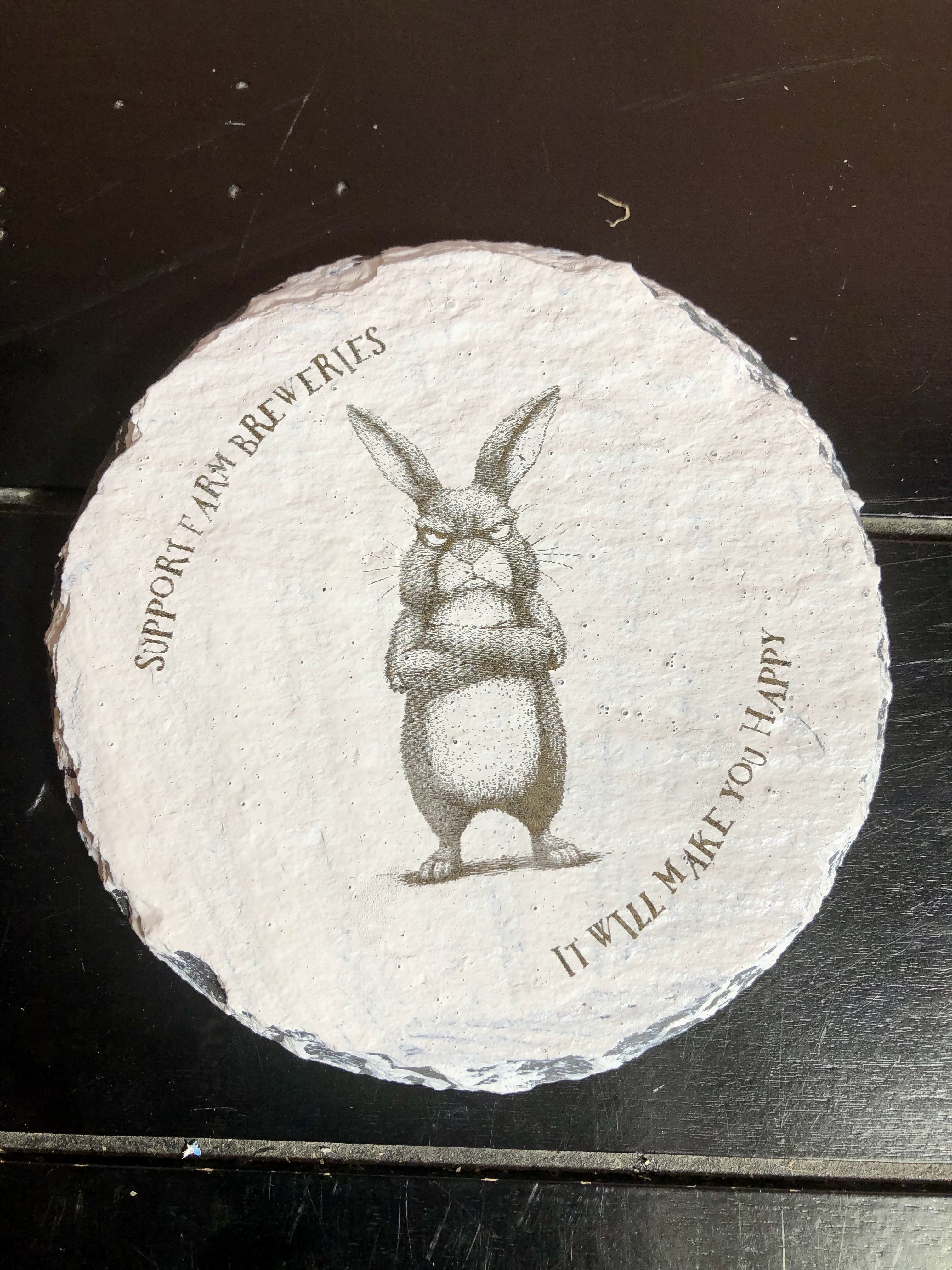 Laser Etched Slate Coasters - Set of 4 - "SUPPORT FAM BREWERIES - IT WILL MAKE YOU HAPPY" - Design 3