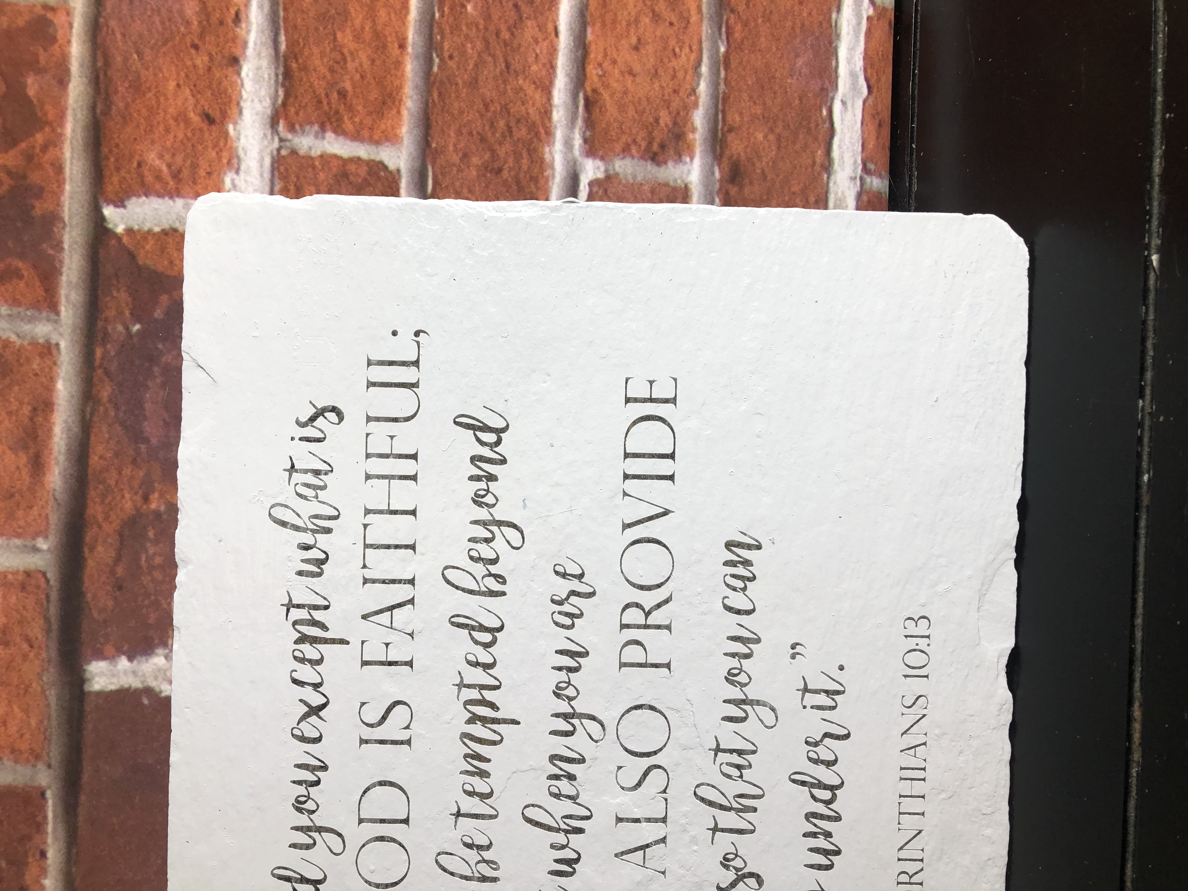 Biblical Slate Sign - 1 Corinthians 10:13 Laser Etched Reclaimed Slate Roof Tile - Handmade