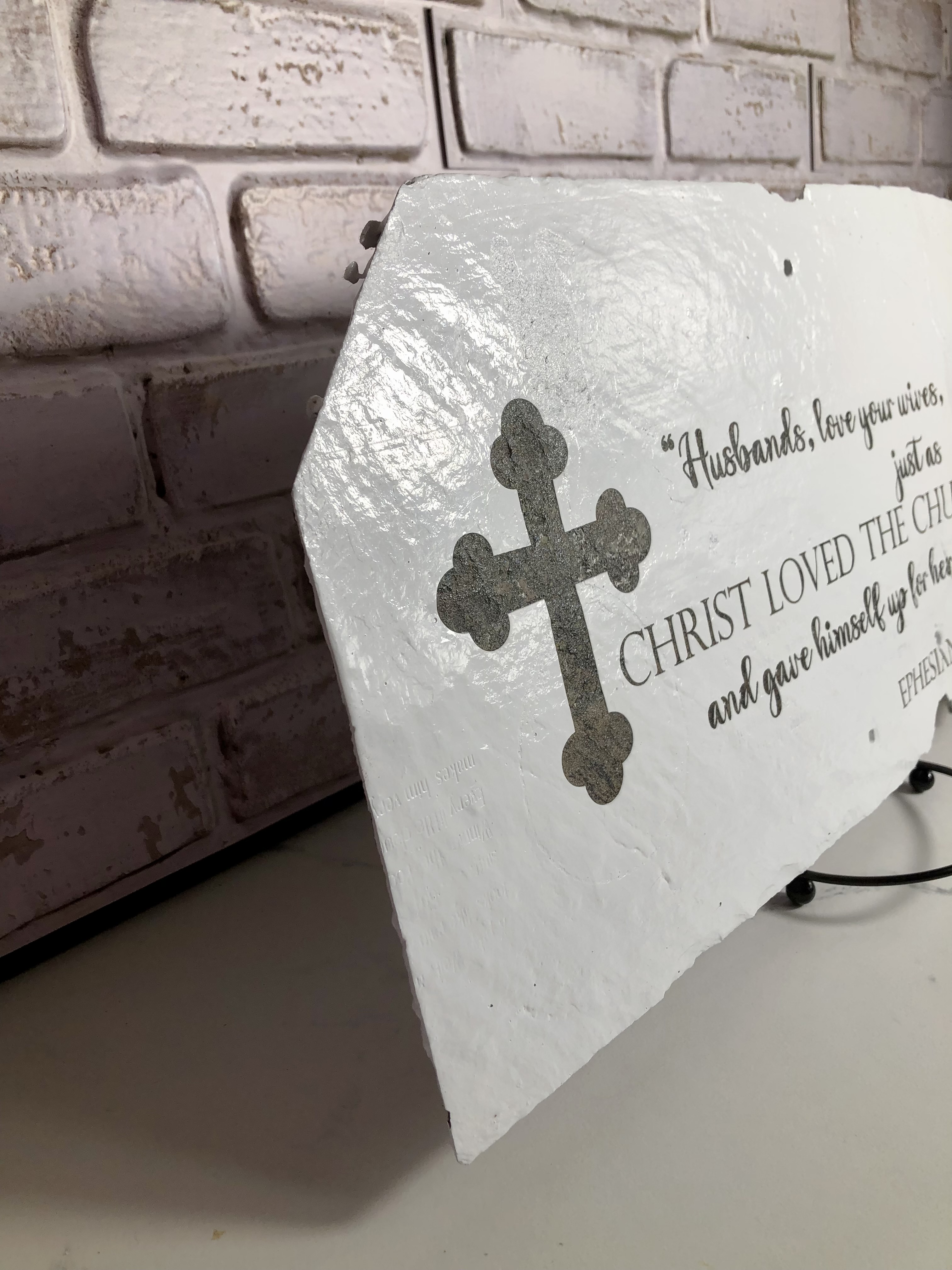 HONOR CHARLIE KIRK Biblical Slate Sign - Ephesians 5:25 - Laser Etched Reclaimed Slate Roof Tile - Handmade To Order