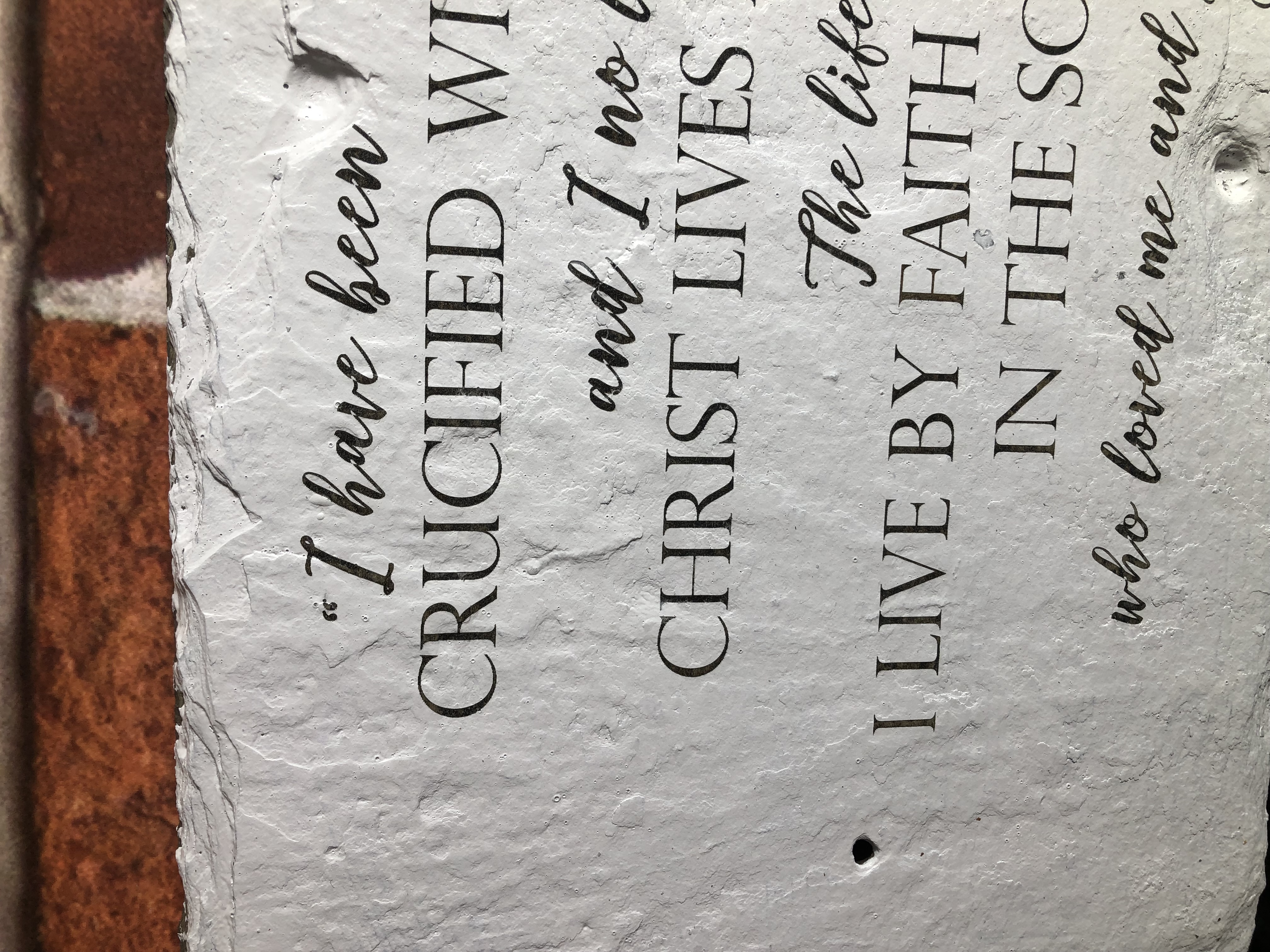 Biblical Slate Sign - Galatians 2:20- Laser Etched Reclaimed Slate Roof Tile - Handmade
