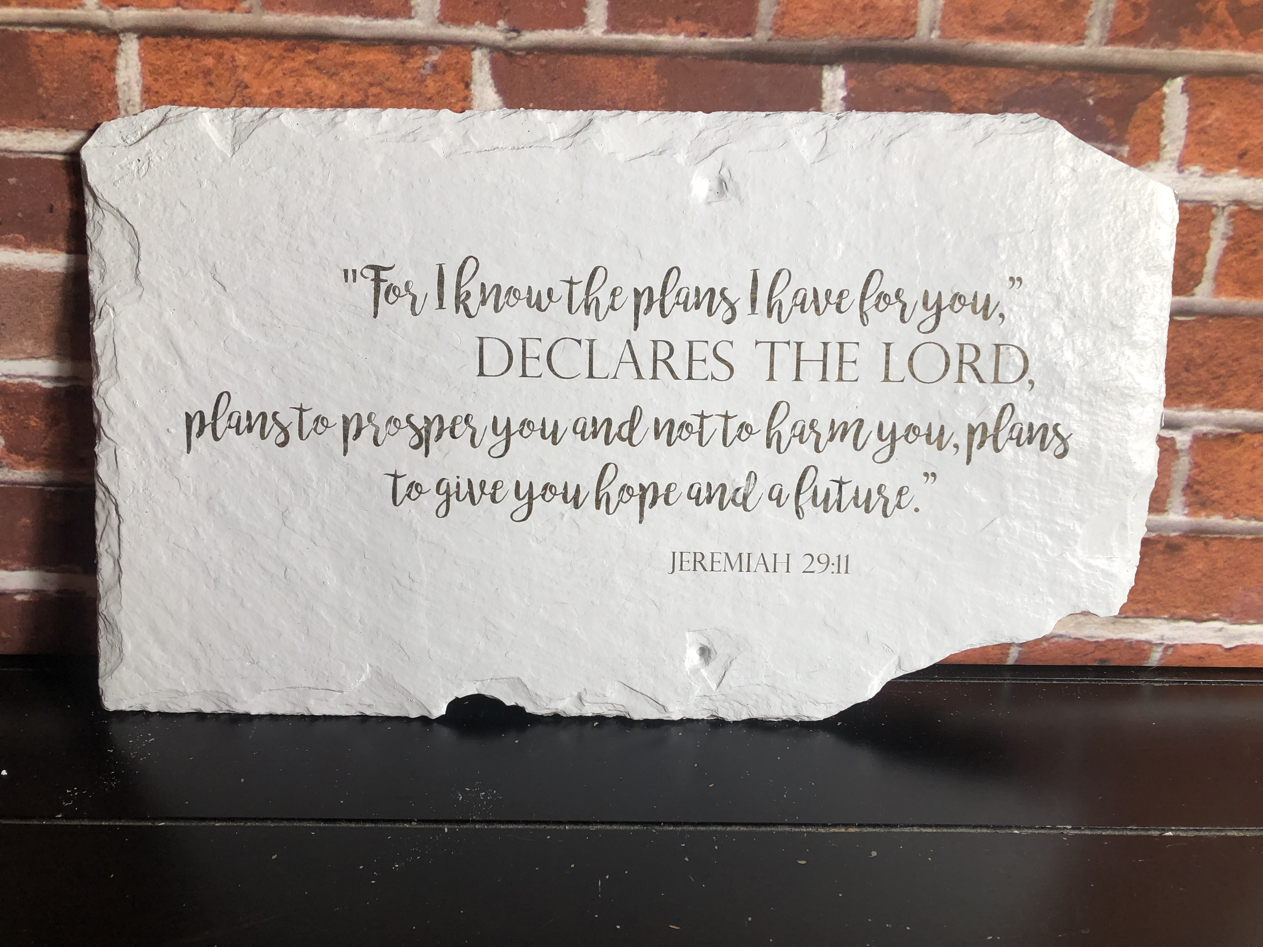 Biblical Slate Sign - Jeremiah 29:11 Laser Etched Reclaimed Slate Roof Tile - Handmade