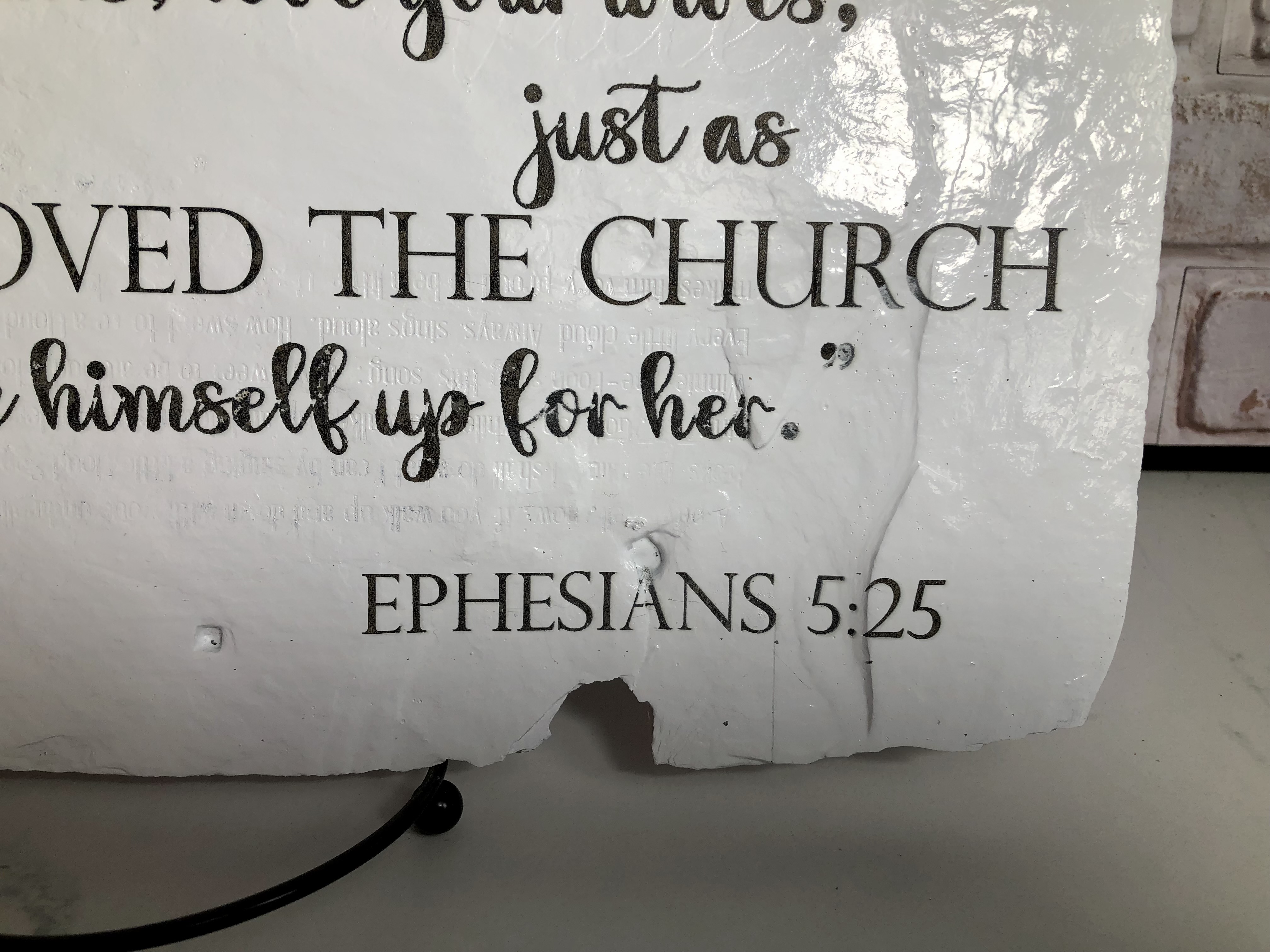 HONOR CHARLIE KIRK Biblical Slate Sign - Ephesians 5:25 - Laser Etched Reclaimed Slate Roof Tile - Handmade To Order