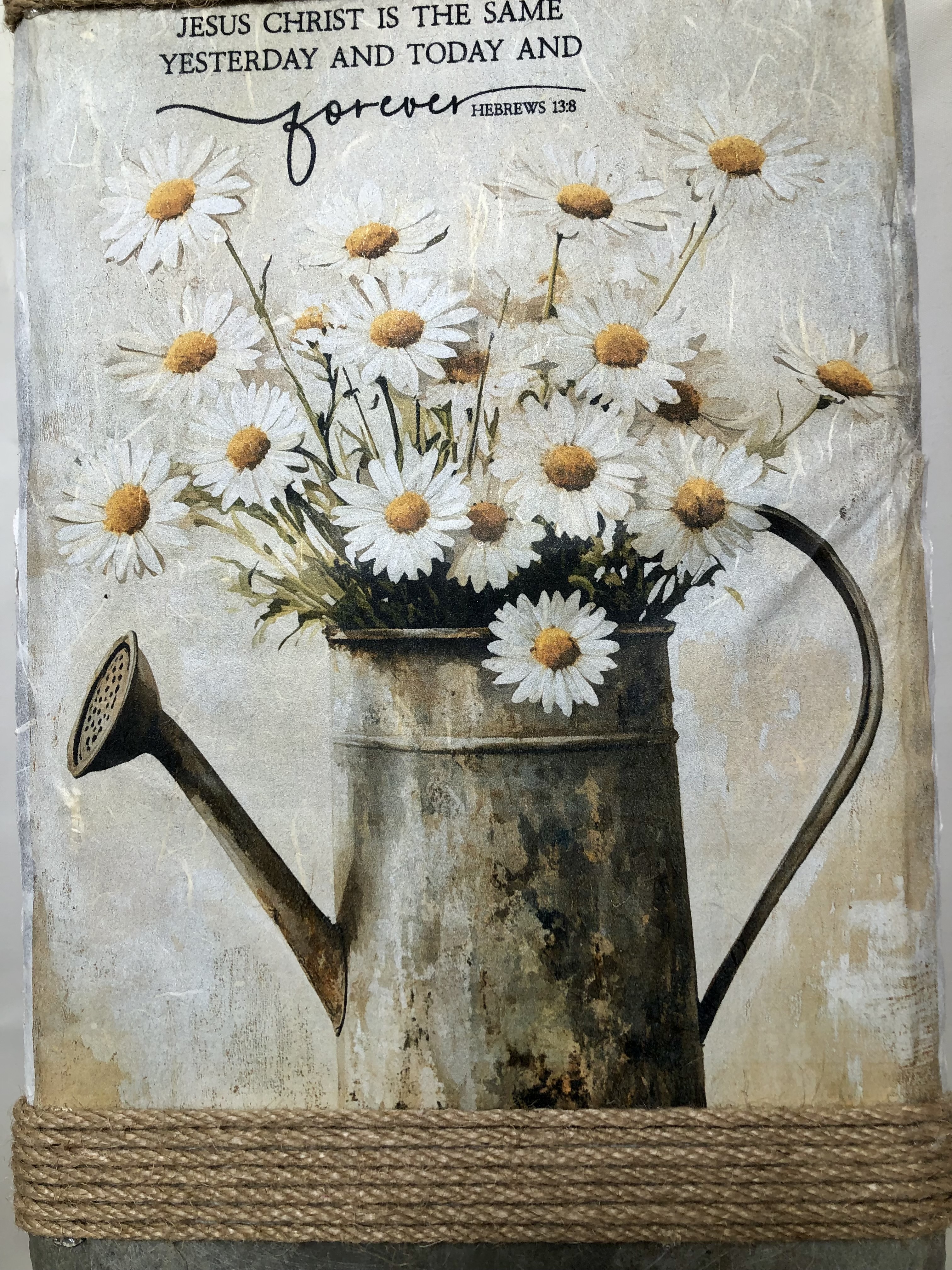 Handcrafted Slate Wall Decor, Hebrews 13:8, Farmhouse Daisies, 8x16 inches