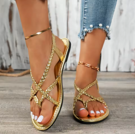 Golden Braided Sandals