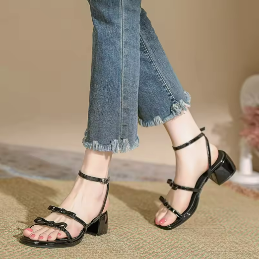 Black Strappy Heeled Sandals