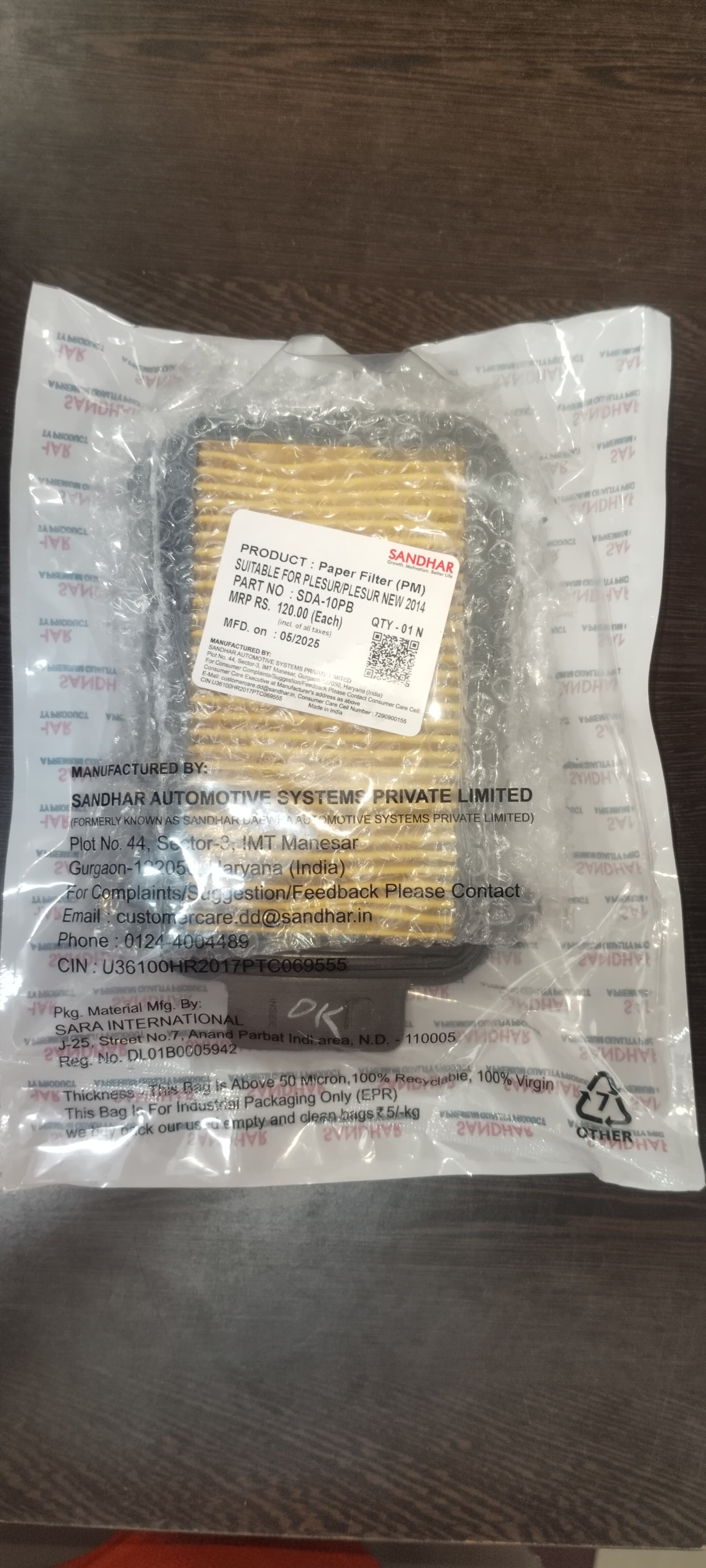 AIR FILTER PLEASURE NEW