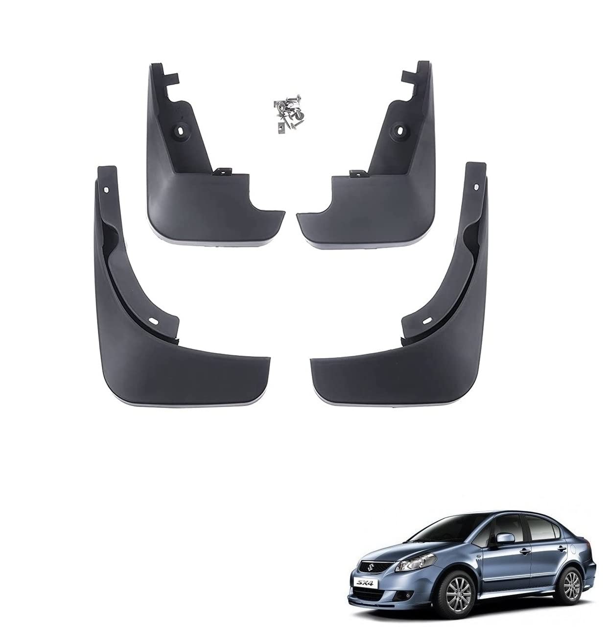 Car O.E Type Custom Fit Front and Rear Mud Flap Guard Compatible for Maruti Suzuki SX4