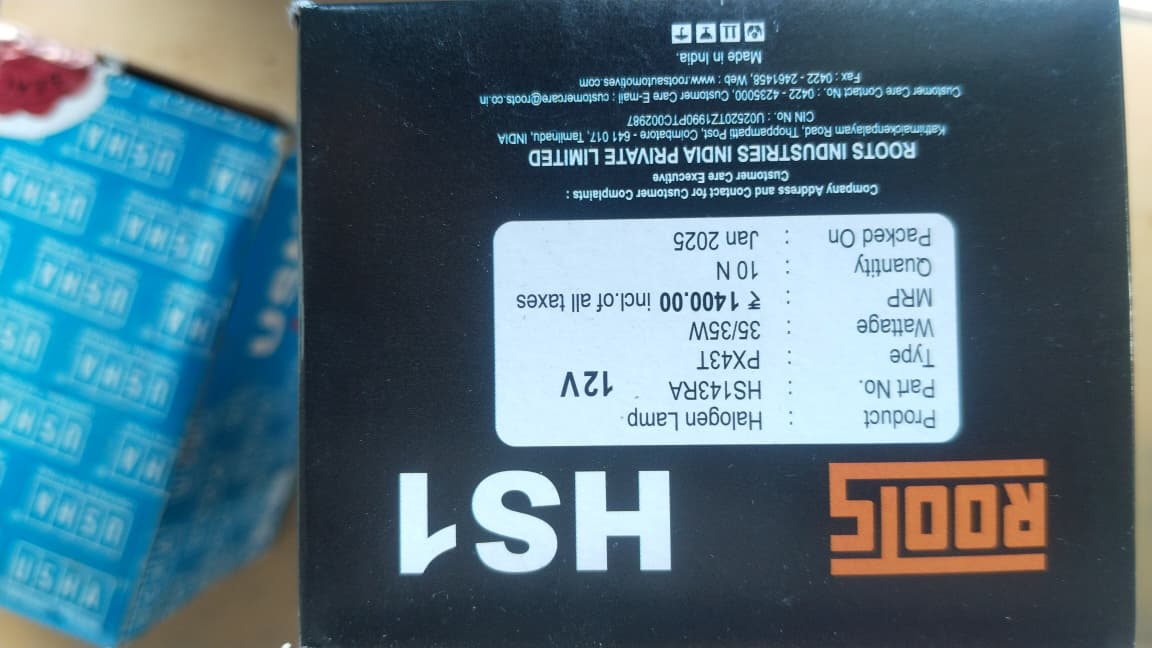 ROOTS  HEADLIGHT HALOGEN LAMP HS1 SET