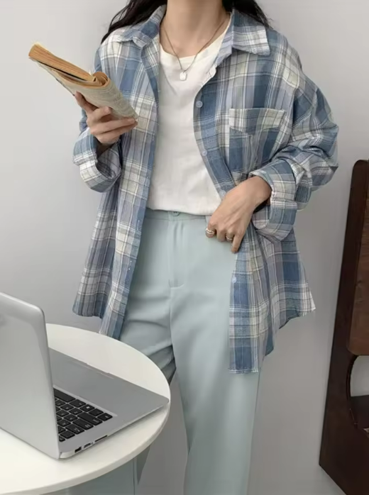 Plaid Button-Up Shirt