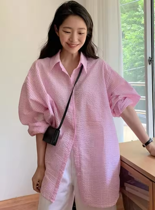 Women's Pink Oversized Shirt