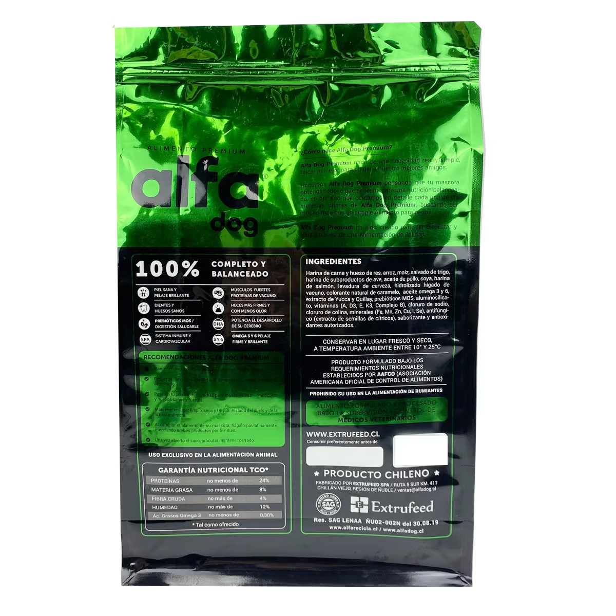 Grade Zipper Flat Bottom Alfa Dog Adult Dog Food