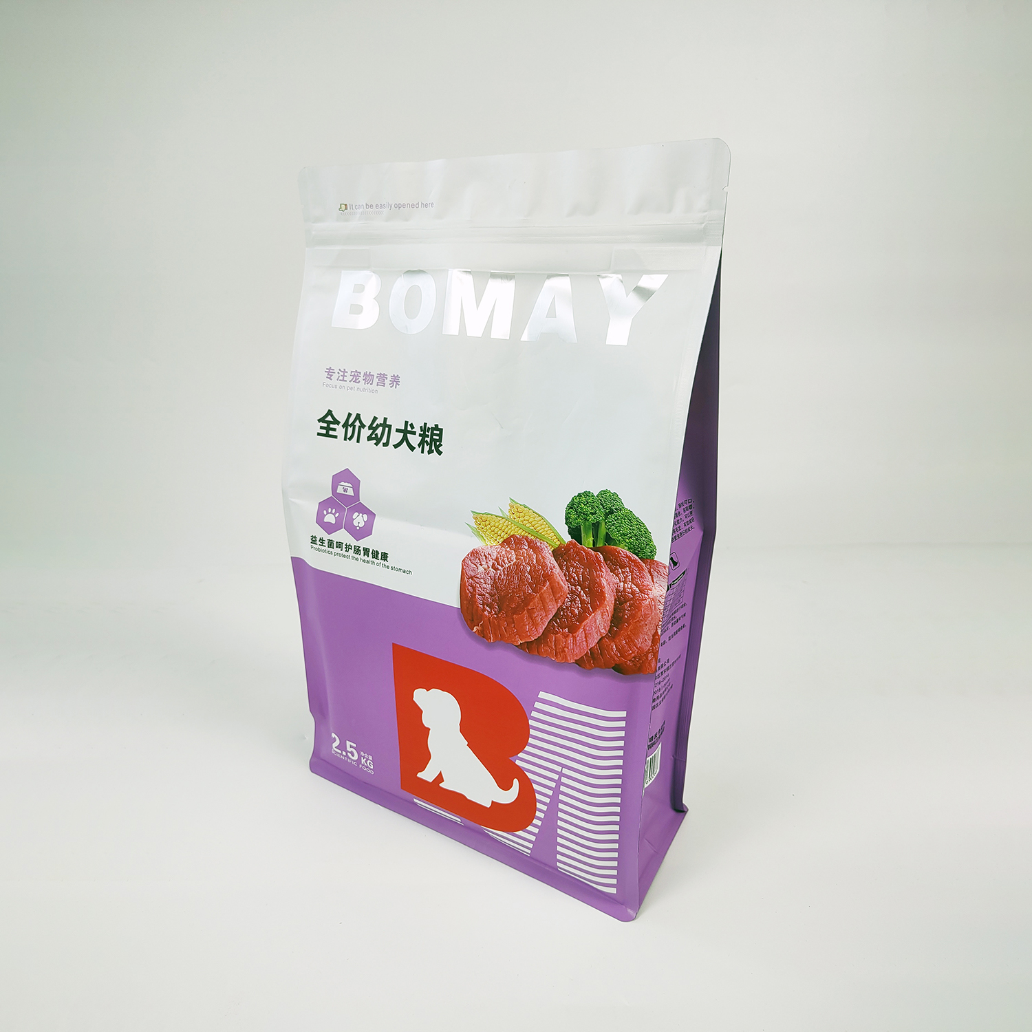 Stand up Pouch Plastic BOMAY Puppy Dog Food With Zipper