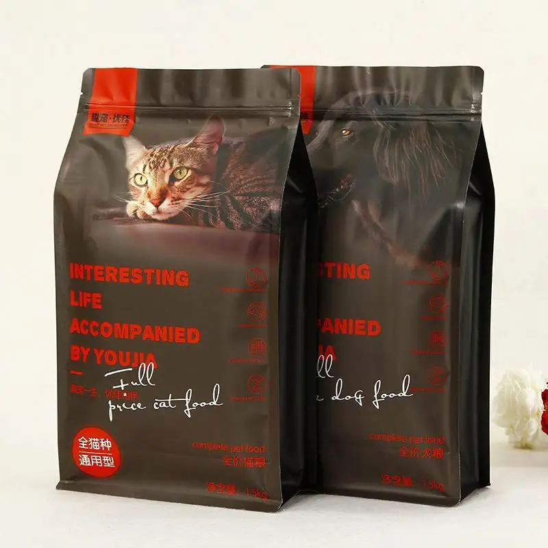 Flat Bottom Animal Feed Complete Pet Cat Food with Zipper Top