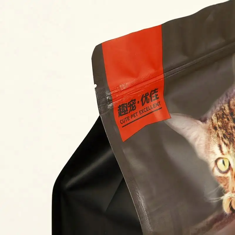 Flat Bottom Animal Feed Complete Pet Cat Food with Zipper Top
