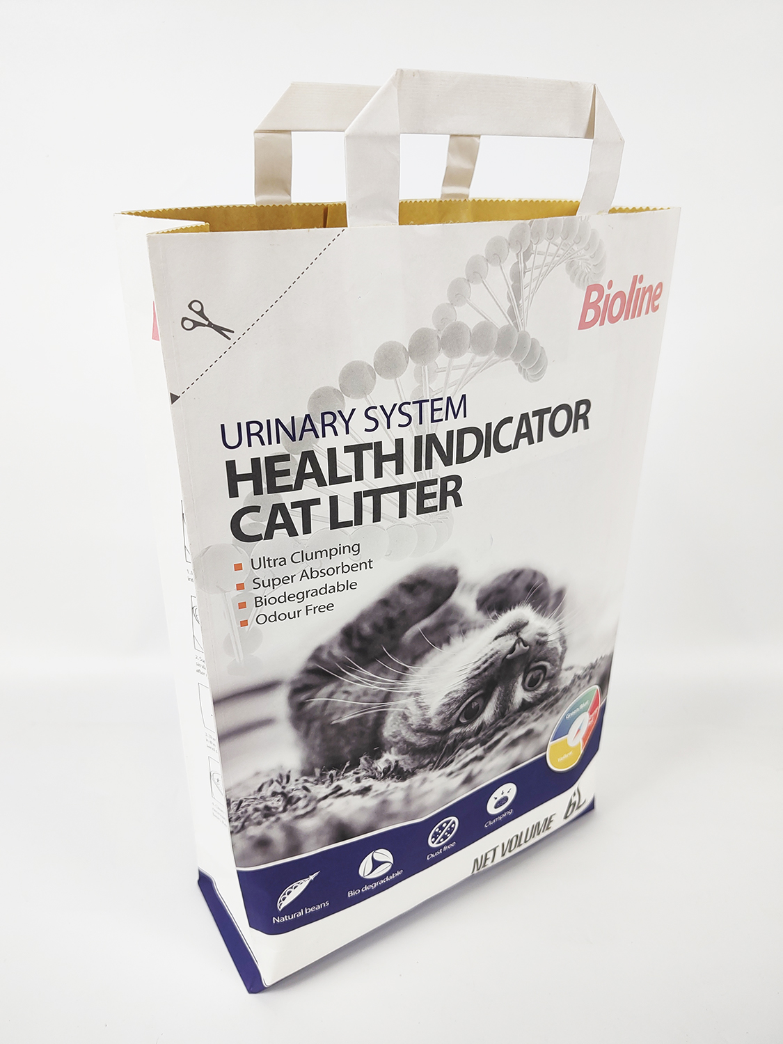 Bioline Health Indicator Cat Litter paper bag with Handle