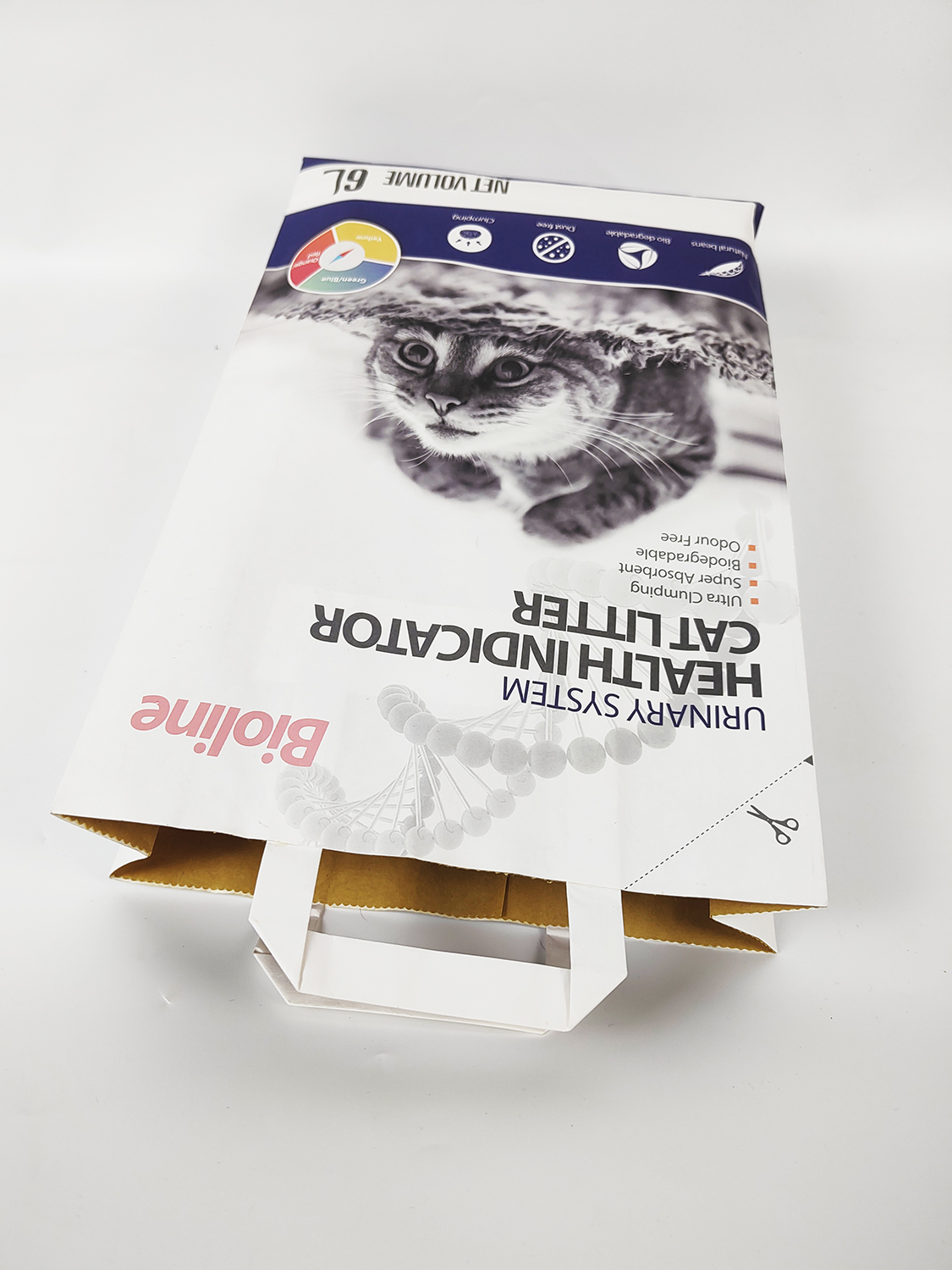 Bioline Health Indicator Cat Litter paper bag with Handle