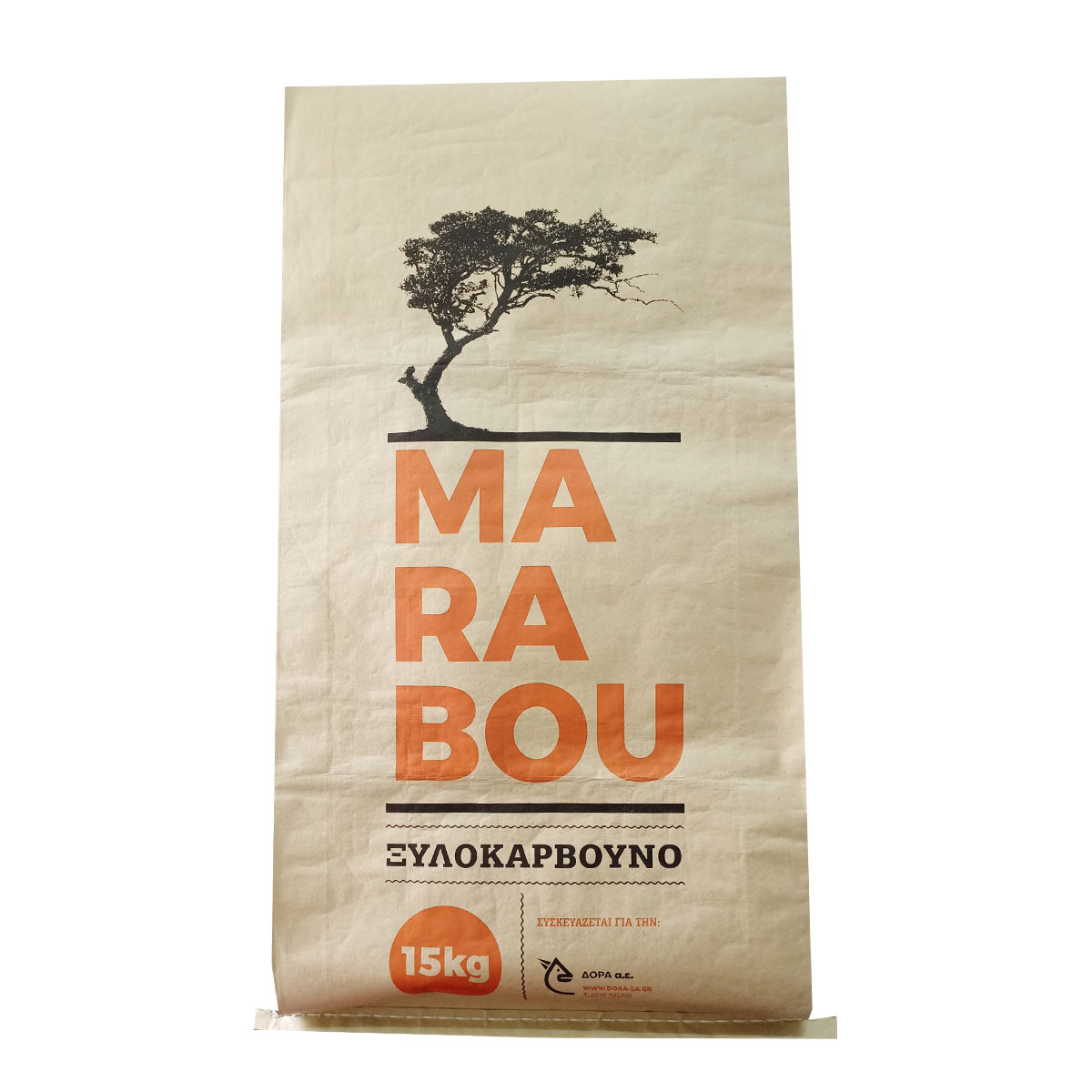 Kraft Paper Laminated PP Woven Marabou Charcoal bag 15kg